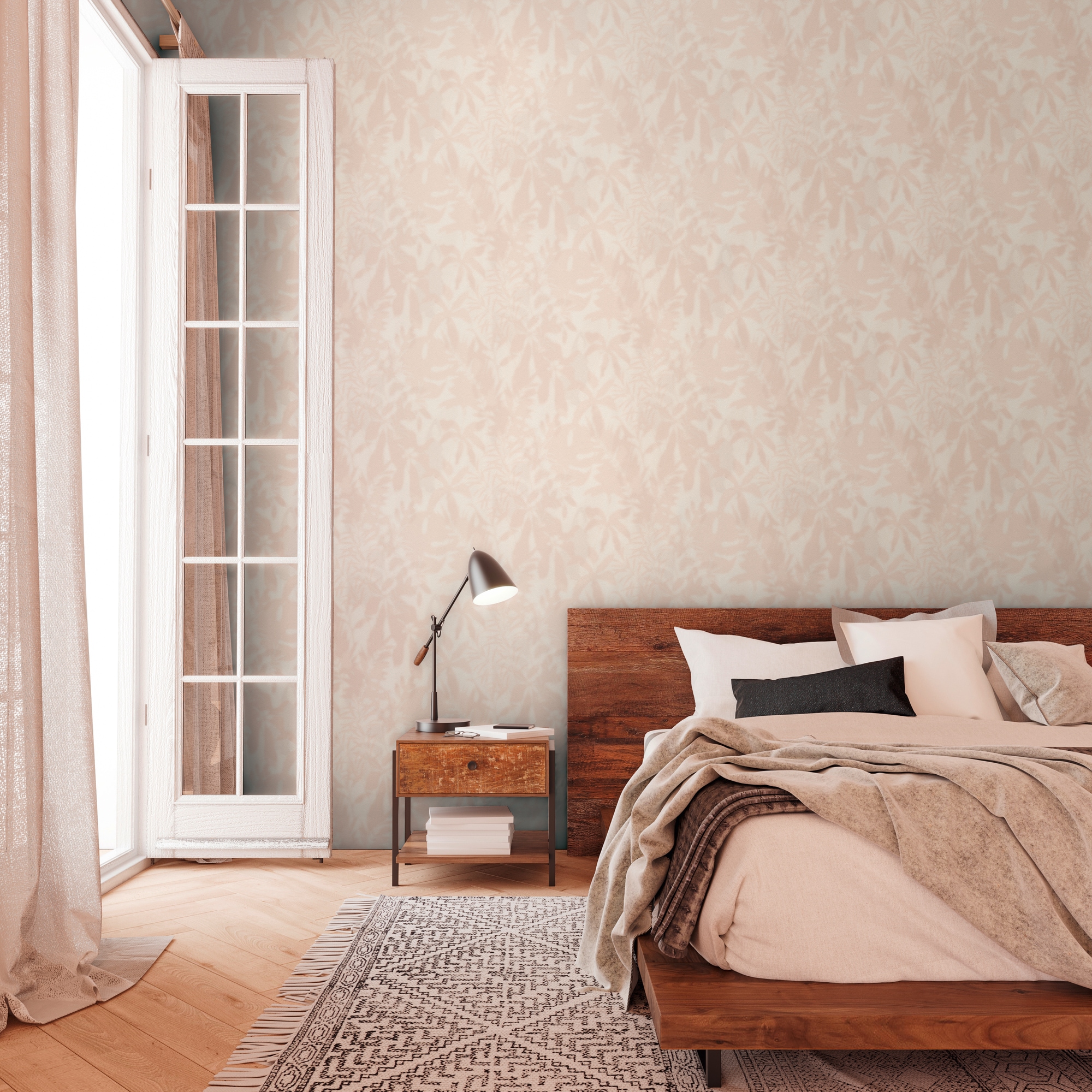 living walls Vliestapete »Tapete mit Blattschatten-Optik - Tropisches Muster« matt strukturiert Sanfte Vliestapete mit tropischem Blattschatten-Muster
