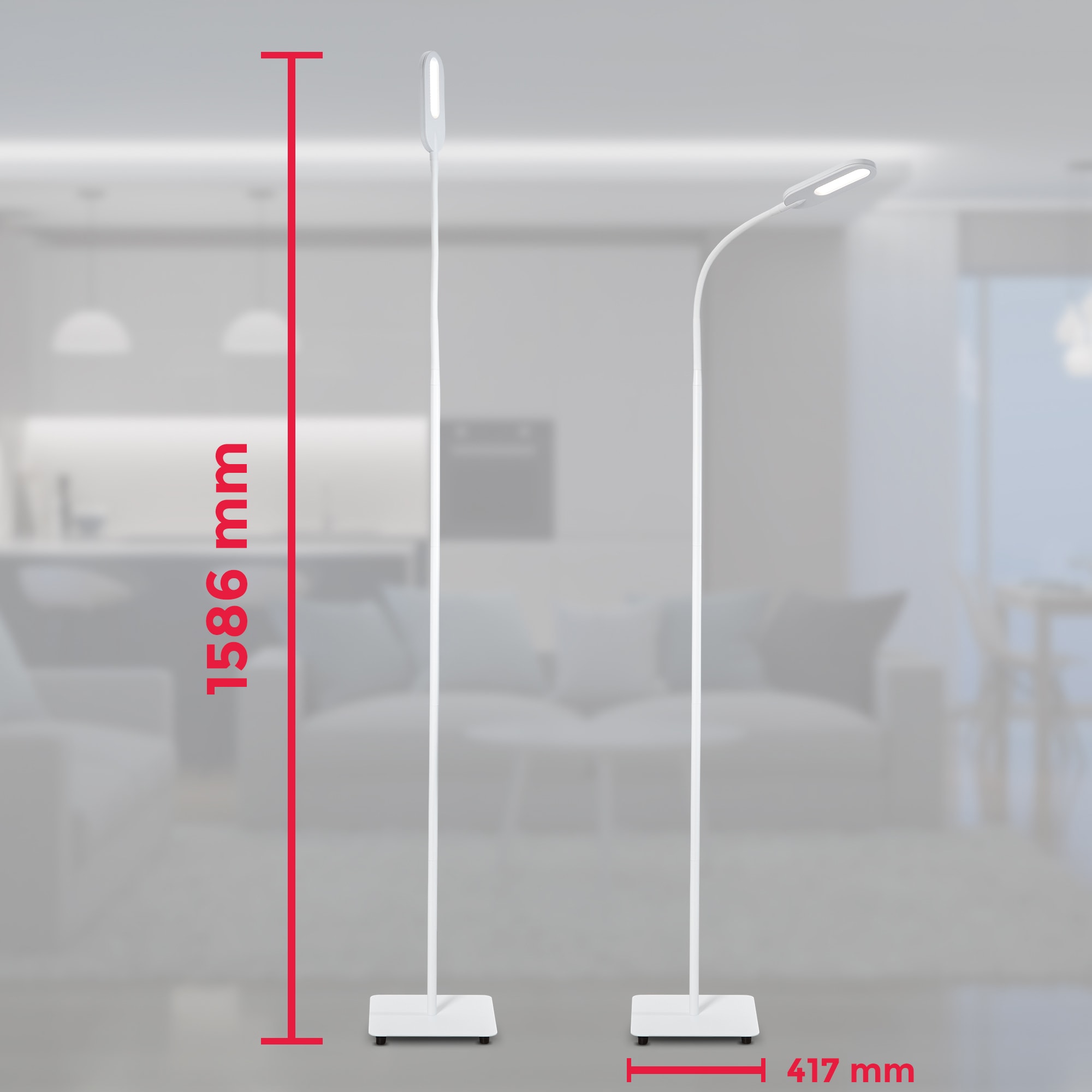 B.K.Licht LED Stehlampe, 1 flammig, Leuchtmittel LED-Board | LED fest integriert, LED Stehleuchte dimmbar schwenkbar inkl. 8W 600lm Memory & Touch weiß