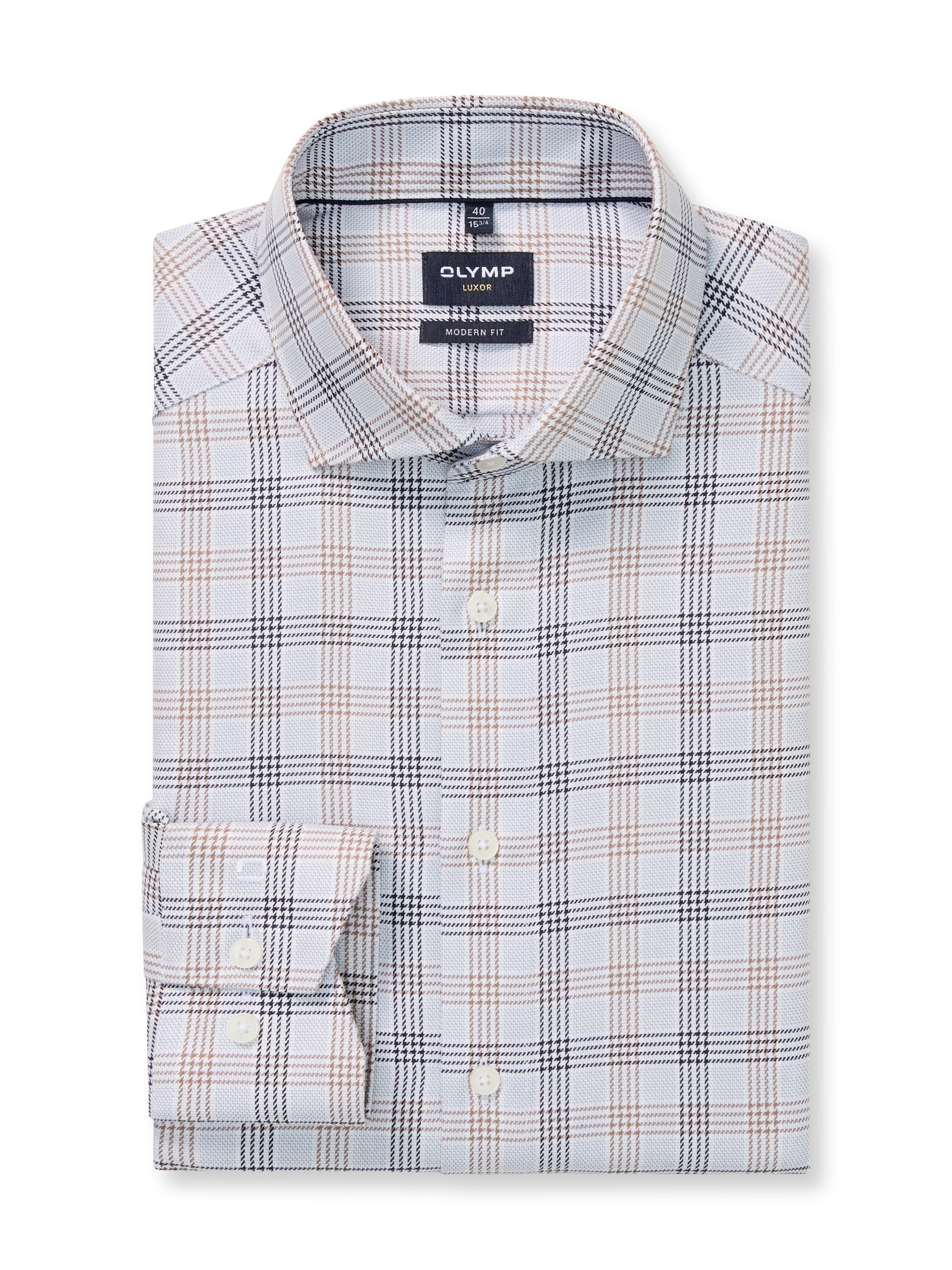 Businesshemd OLYMP "OLYMP Luxor, modern fit, Royal Kent", Herren, Gr. 43, Normaler Arm, silbergrau, 100% Baumwolle, Hemden 3