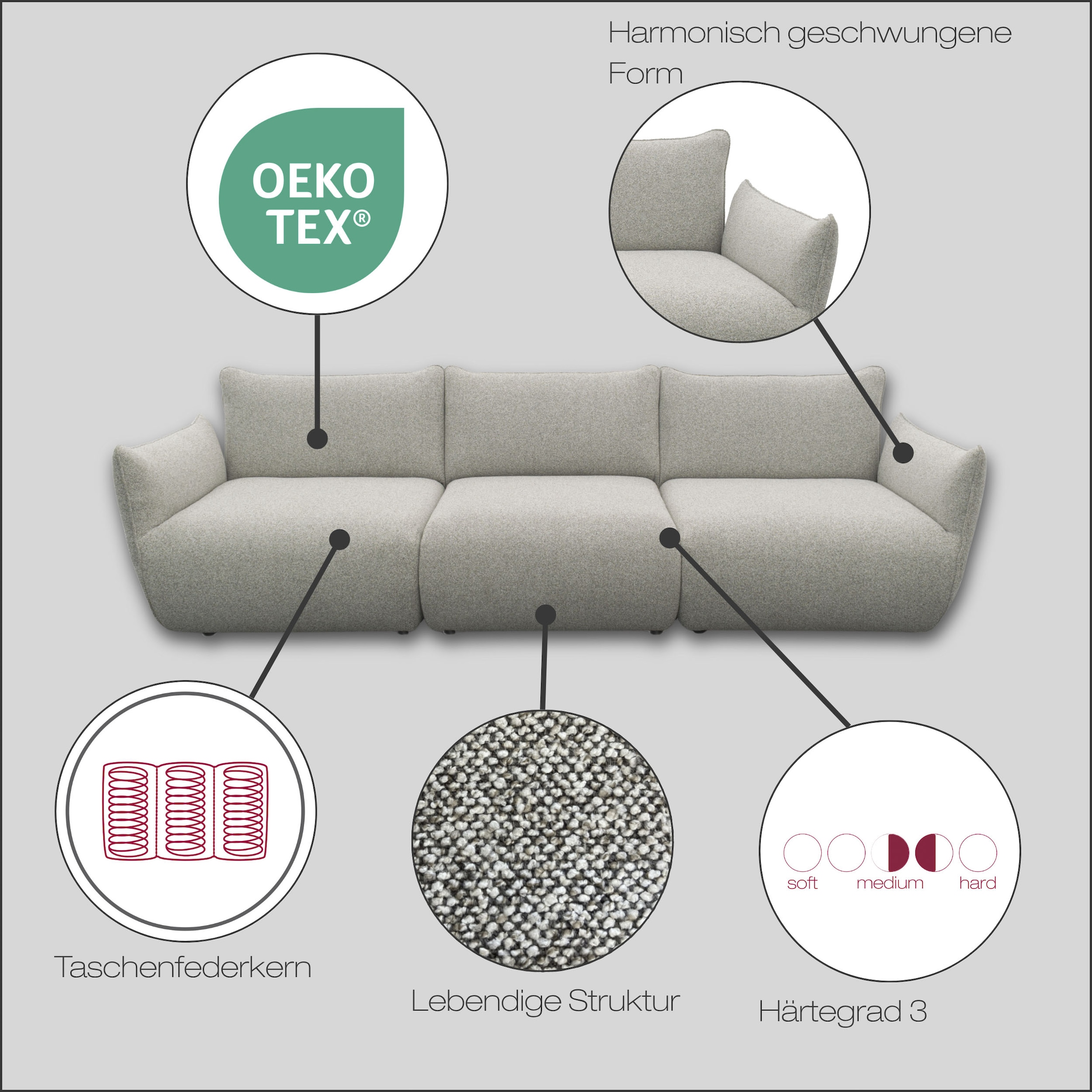 DOMO collection Big-Sofa »800 022 in 2 Breiten, Taschenfederkern für hohen Sitzkomfort«