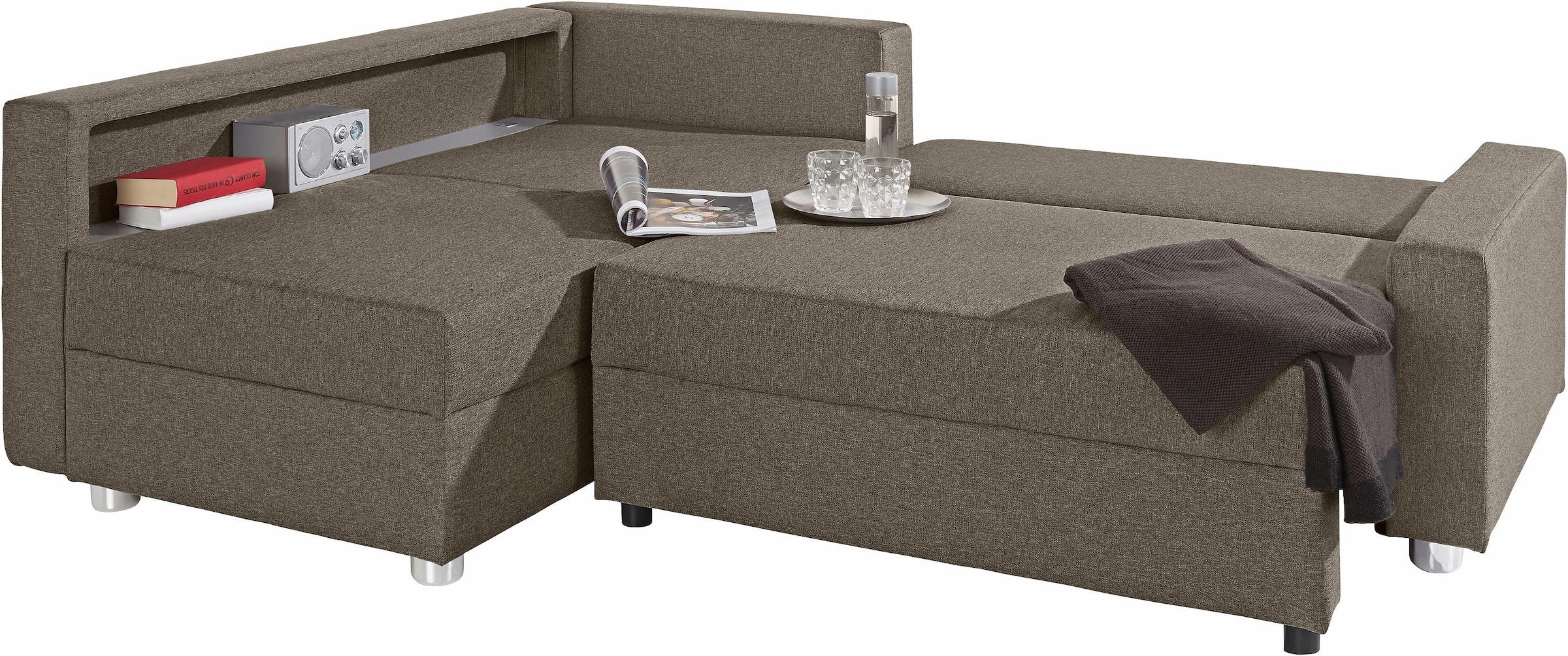 COLLECTION AB Ecksofa »Relax L-Form«, inklusive Bettfunktion, Federkern, wahlweise mit RGB-LED-Beleuchtung