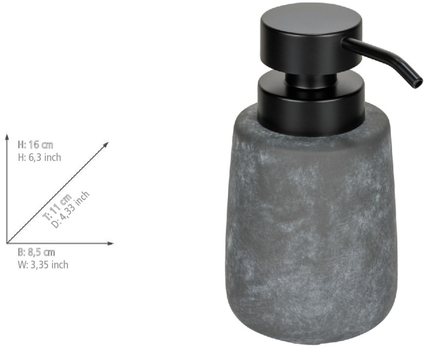 WENKO Seifenspender »Sacile« Dosierspender aus hochwertiger Keramik, moderne Beton-Optik, 400 ml