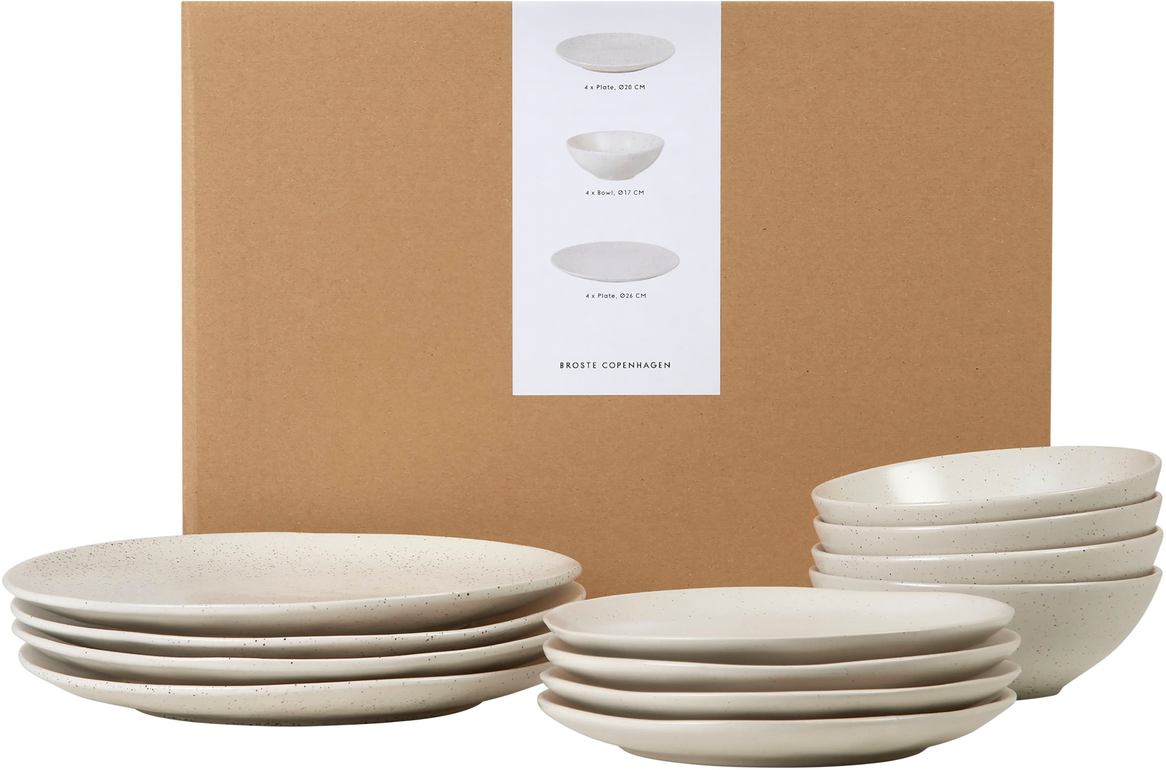 Broste Copenhagen Geschirr-Set »Nordic Vanilla, inklusive Geschirrtuch Set«, (Set, 13 tlg.), Beliebte Geschirr Sets Exclusiv mit Geschenk