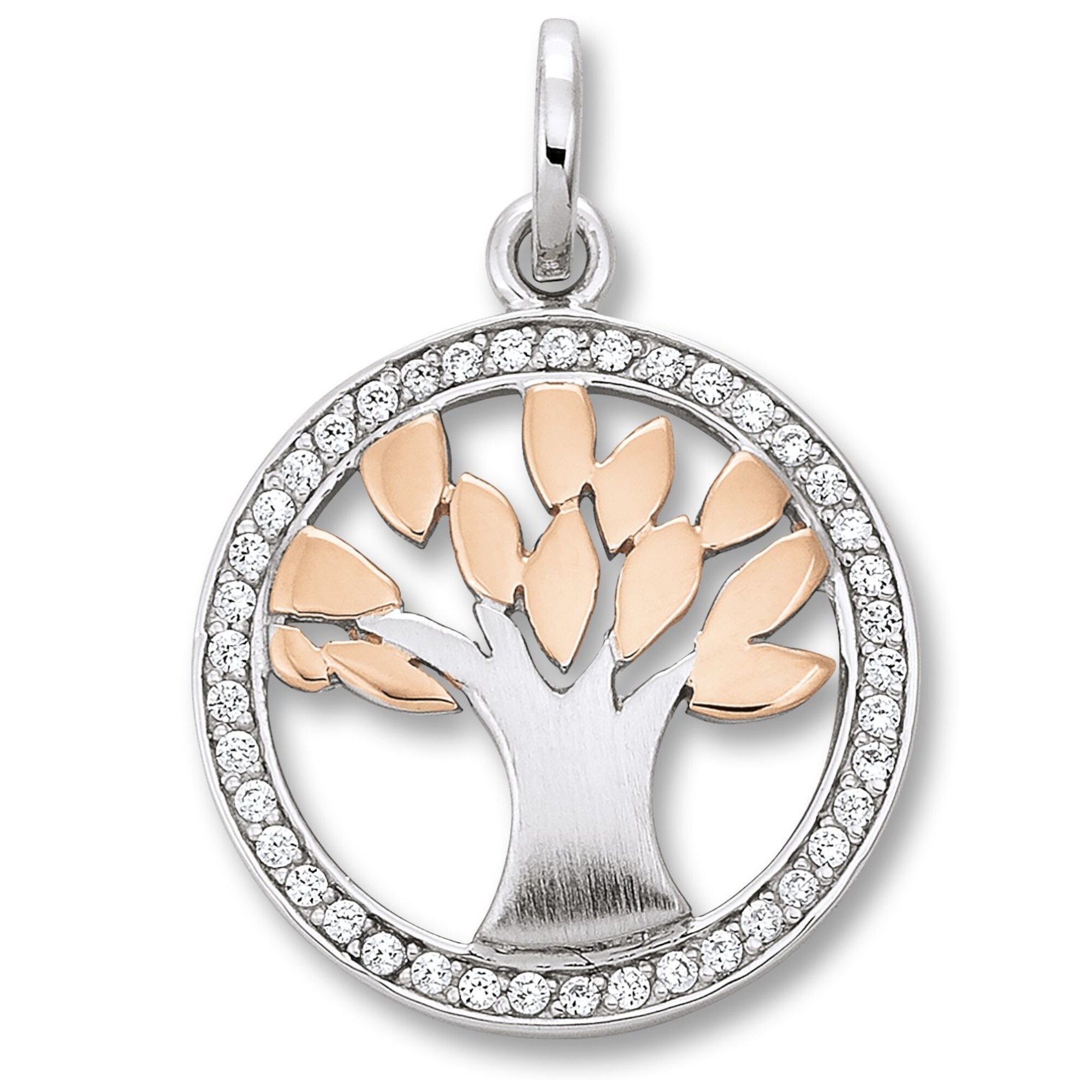 Kettenanhänger ONE ELEMENT "Zirkonia Lebensbaum Anhänger aus 925 Silber", silber, Schmuckanhänger, Damen, Silber 925 (Sterlingsilber), Kettenanhänger, Feine Gestaltung – ein Sinnbild mit ruhiger Eleganz