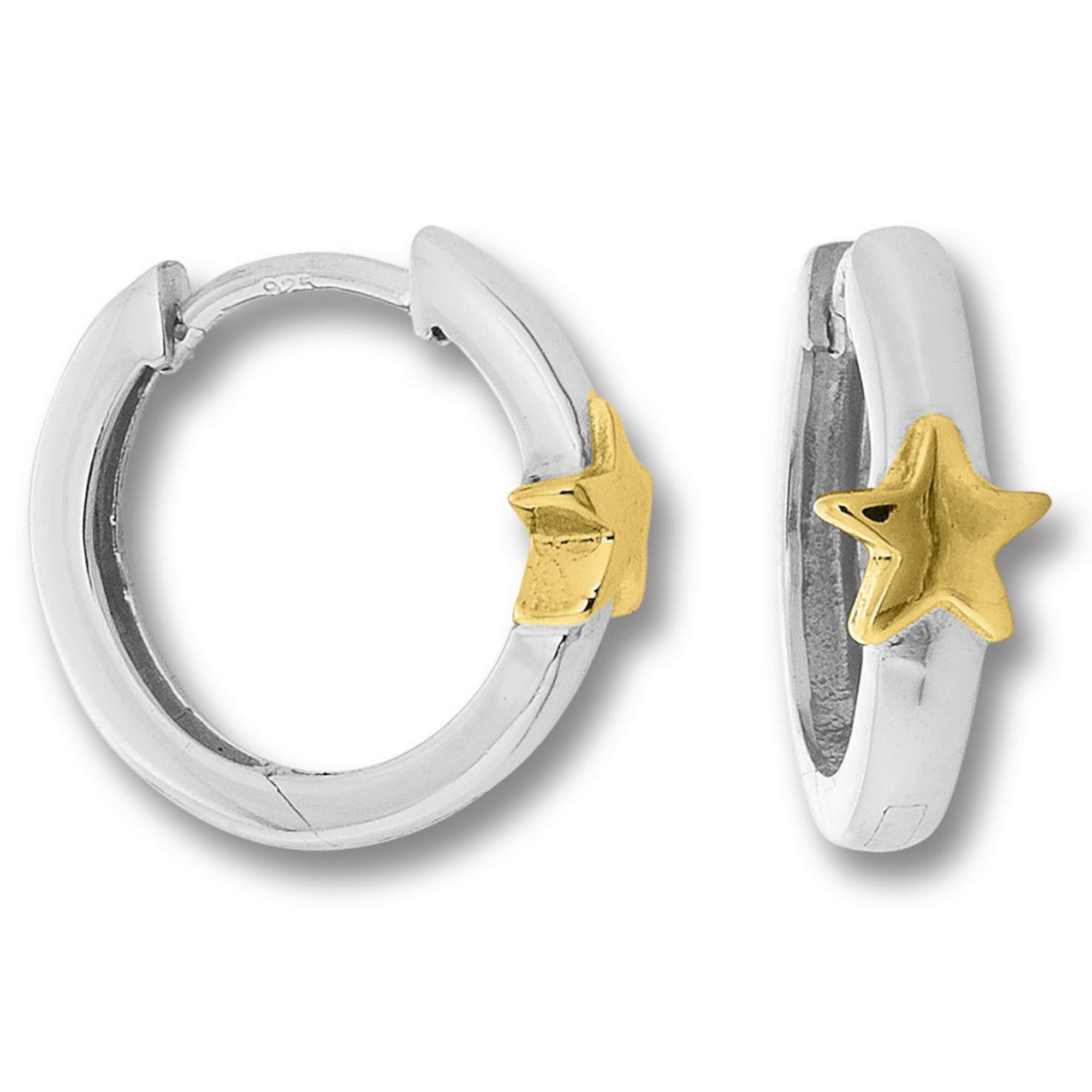 Paar Creolen ONE ELEMENT "Stern Ohrringe Creolen aus 925 Silber", silber, Ohrringe, Mädchen, Kinder, Silber 925 (Sterlingsilber), Ihr persönliches Symbol – liebevoll gearbeitet für jeden Tag