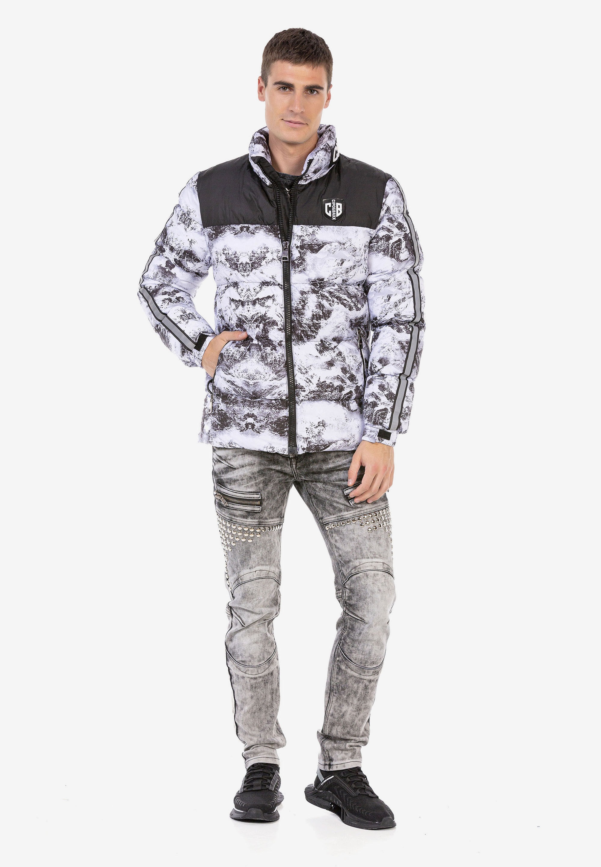 Cipo & Baxx Winterjacke »Winterjacke«, ohne Kapuze, mit Allover-Muster