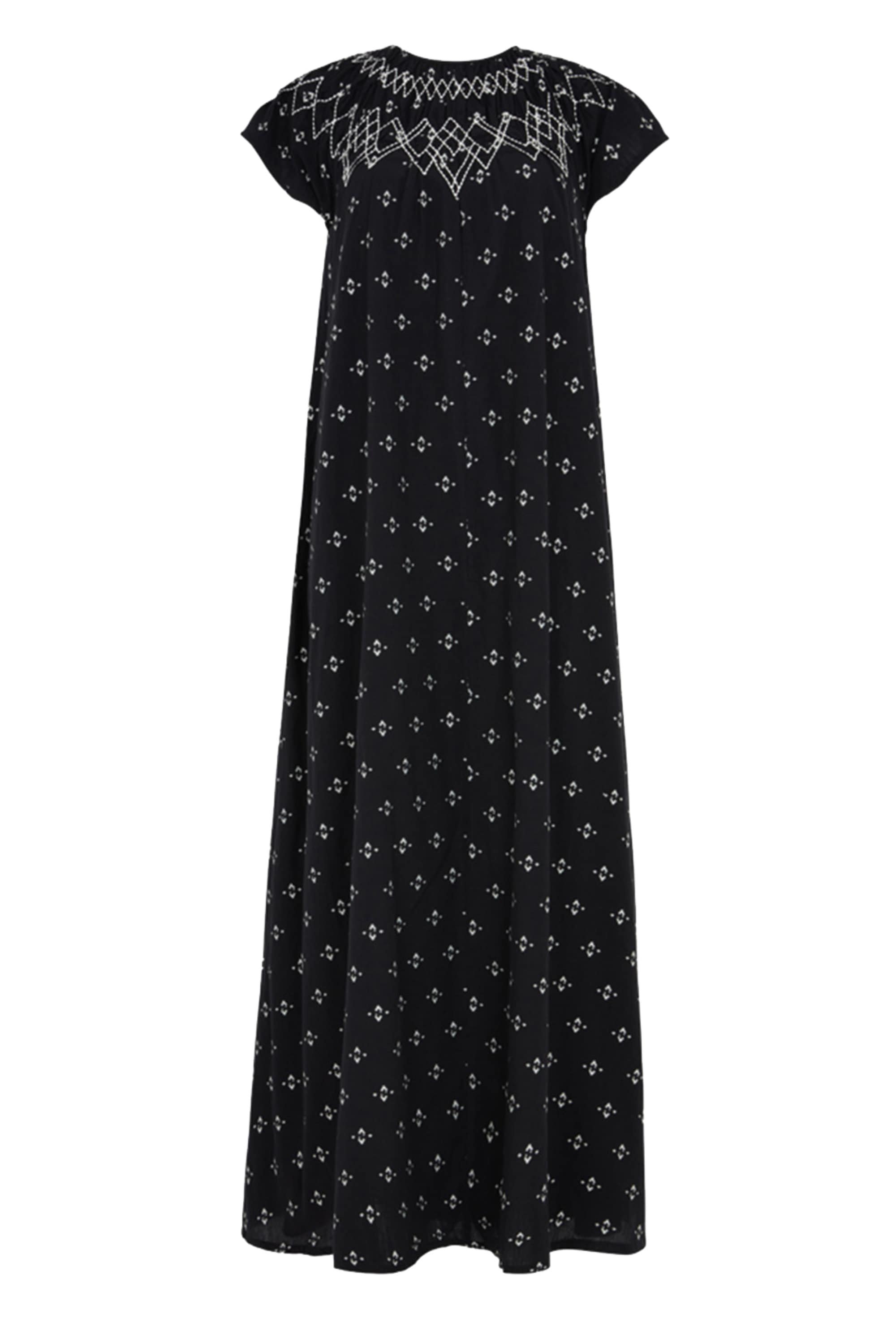 RAFFYA Midikleid "Willow Embroidered Shirring Jacquard Maxi Dress Damen" günstig online kaufen