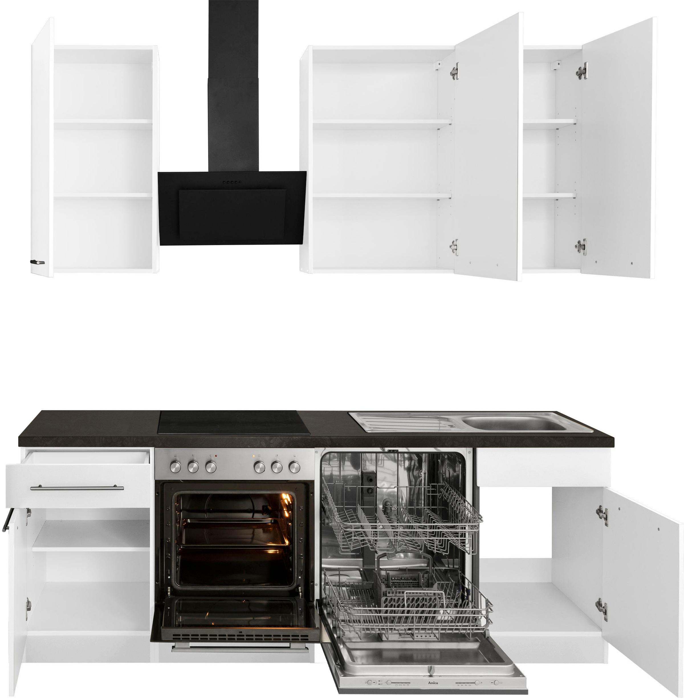 wiho Küchen Küchenzeile »Unna«, BAUR 220 cm E-Geräten, bestellen Breite mit 