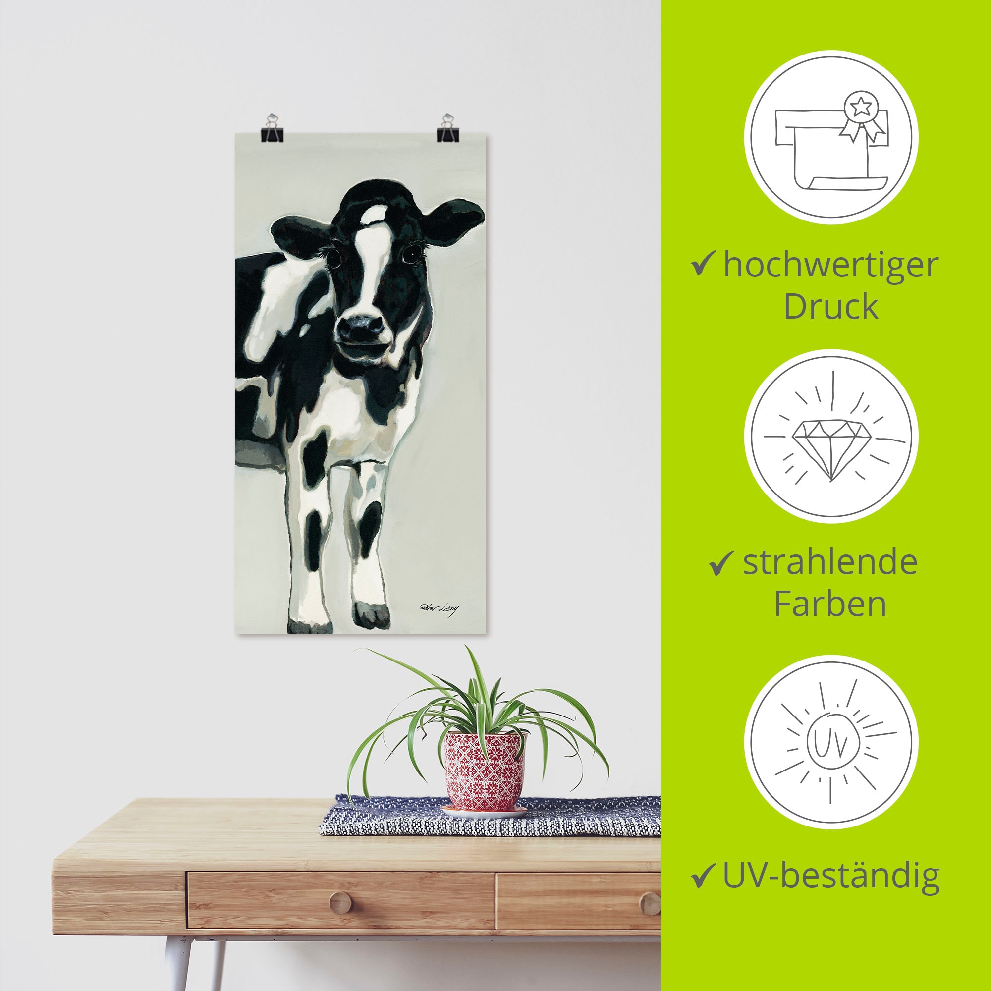 Artland Wandbild »Kuh«, Haustiere, (1 St.), als Alubild, Outdoorbild, Leinwandbild, Poster, Wandaufkleber