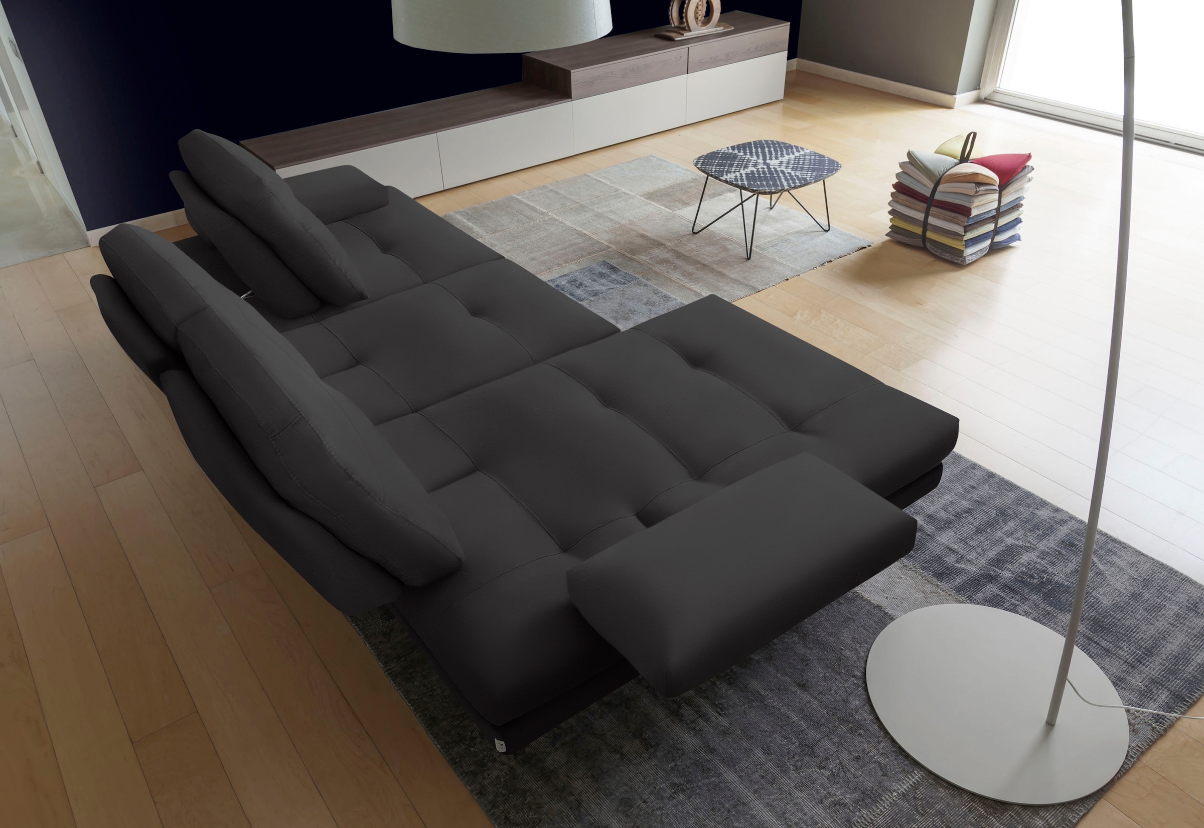 CALIA ITALIA Ecksofa »Toby Wing, L-Form, Designsofa mit sensationellem Sitzkomfort«, inklusive Sitztiefenverstellung, Füße in chrom glänzend