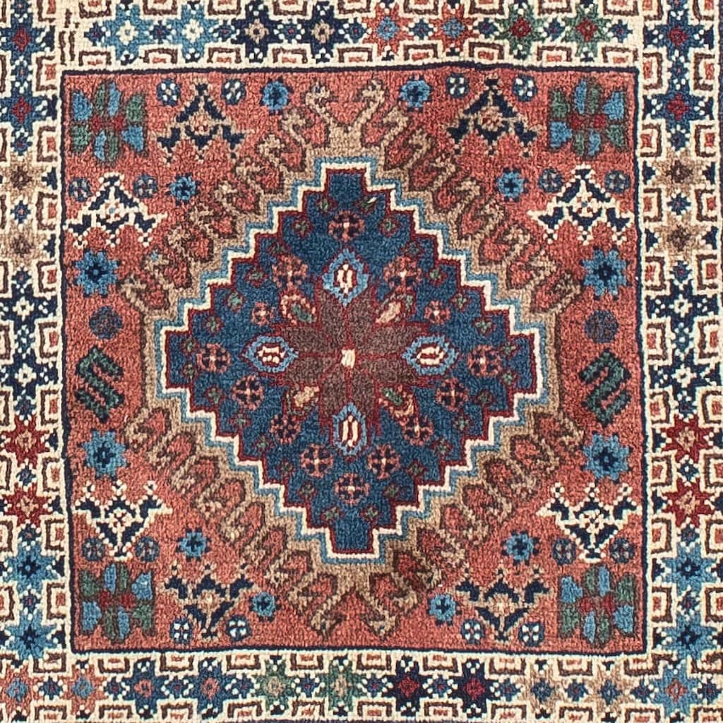 morgenland Wollteppich »Yalameh Felder Blu 149 x 100 cm«, rechteckig