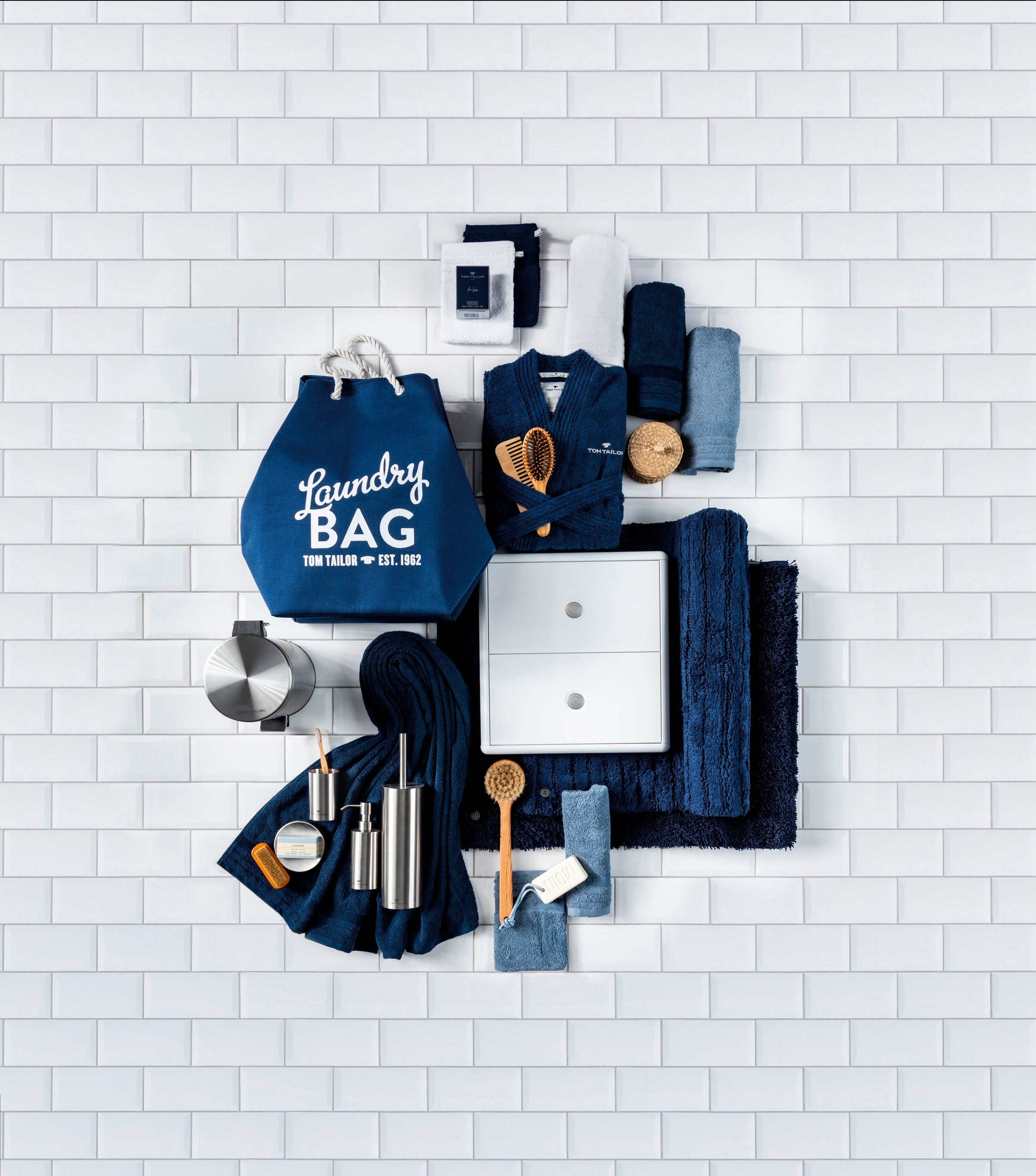 TOM TAILOR HOME Badematte »Cotton Stripes«, rutschhemmend beschichtet, fußbodenheizungsgeeignet-strapazierfähig, Uni Farben, gestreift, reine Baumwolle, Hoch-Tief Effekt