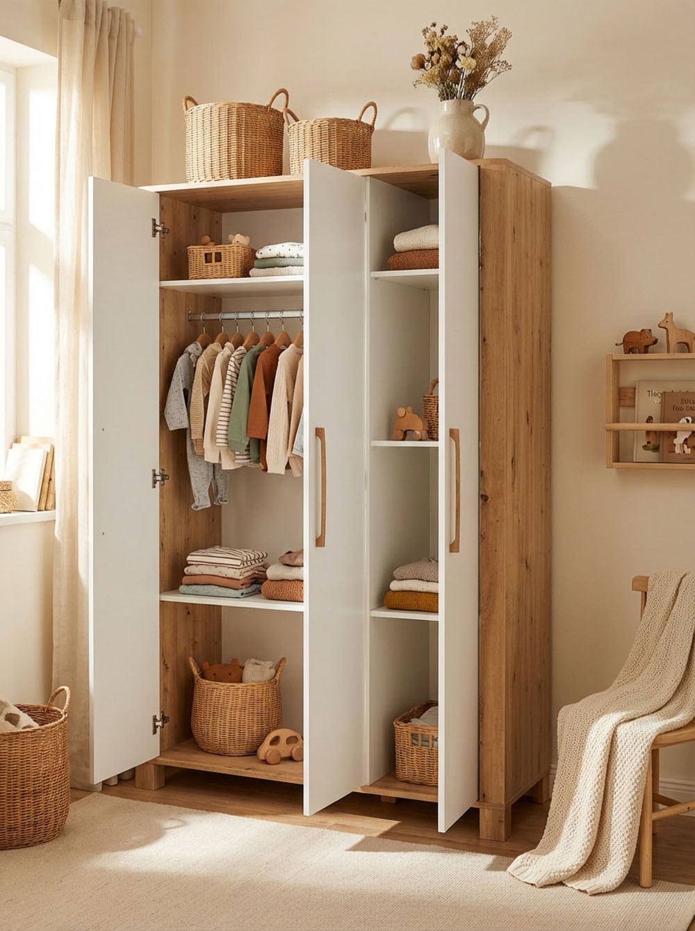 arthur berndt Babyzimmer-Komplettset »Babyzimmer Set »Marlon« 3-teilig« Set, Kleiderschrank, Kinderbett und Wickelkommode, 3 Stk. tlg.