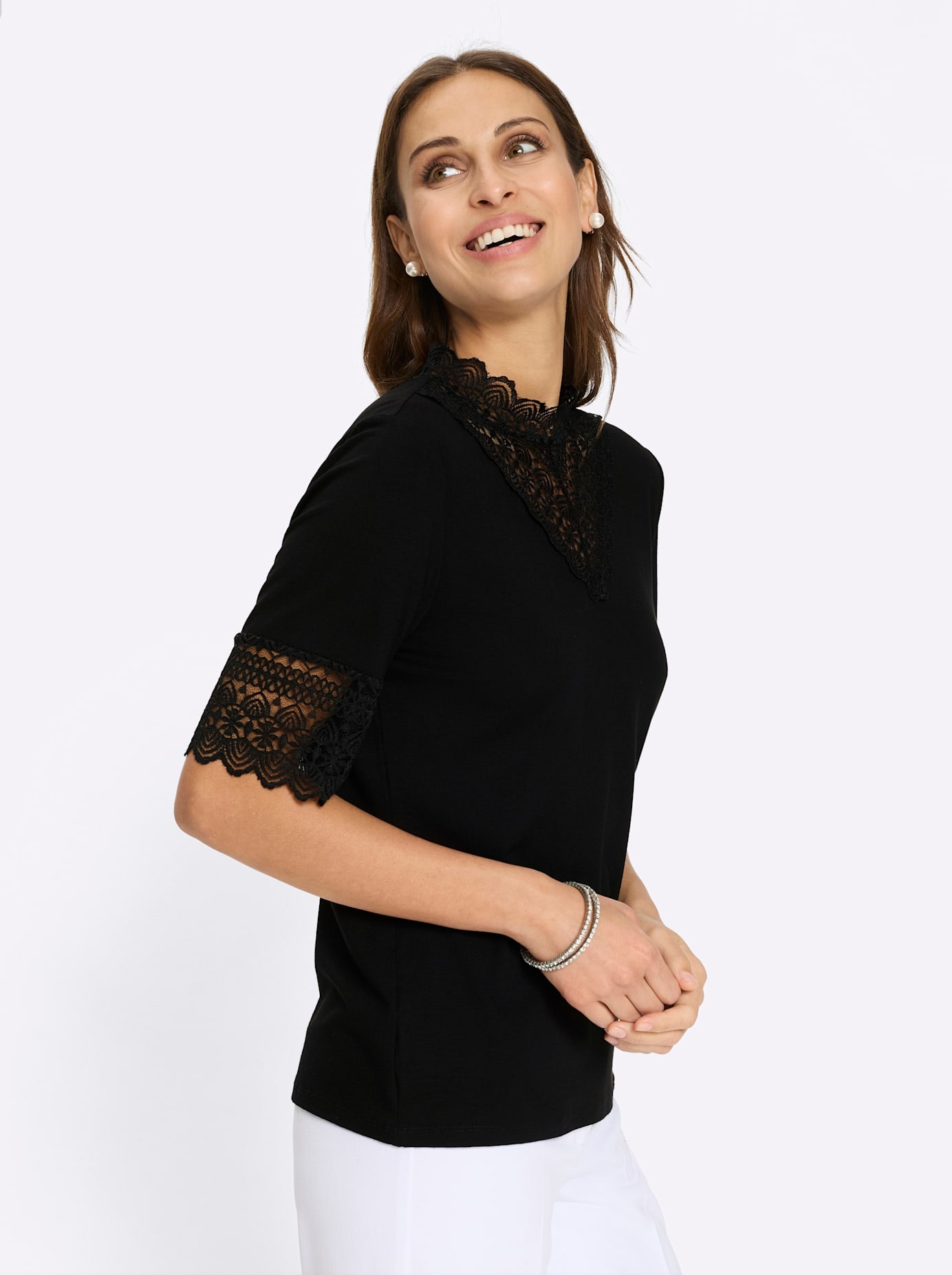 Lady Stehkragenshirt »Spitzen-Shirt« 1 tlg.