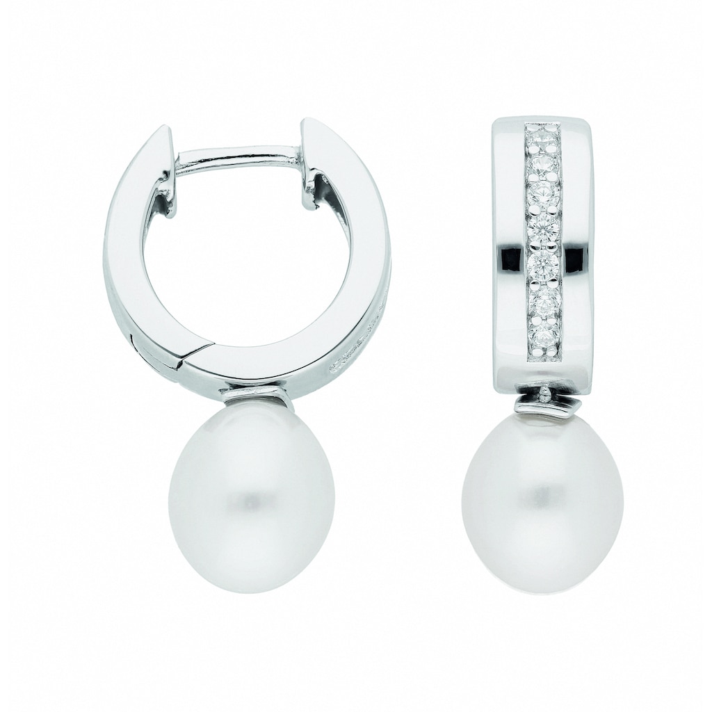 Adelia´s Paar Ohrhänger »925 Silber Ohrringe Creolen Ø 13 8 mm« mit Zirkonia Silberschmuck für Damen