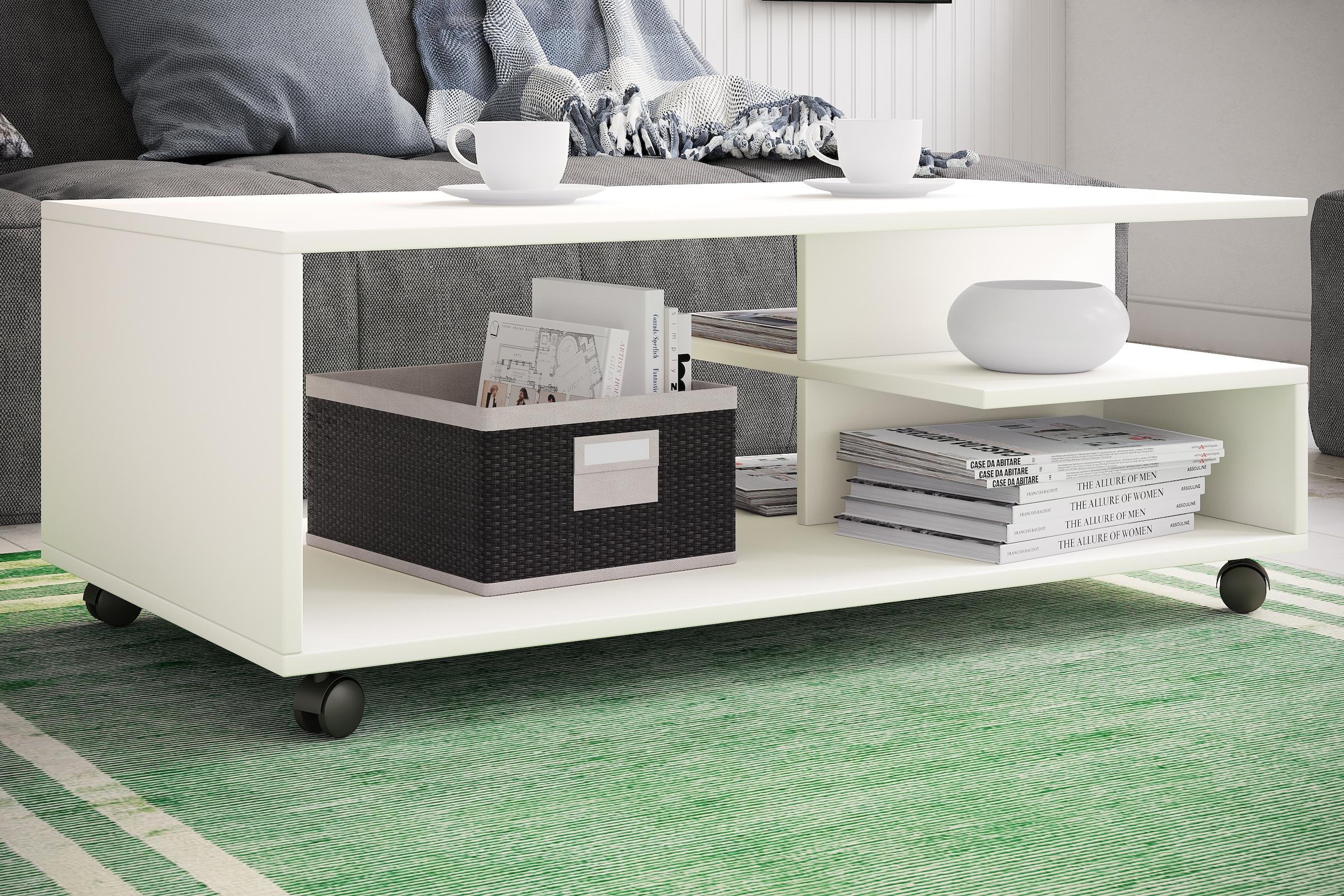 VCM Couchtisch »VCM Holz Couchtisch Sofatisch Wohnzimmertisch Rollen rollbar Kaffeetisch Stango XL«, (Stango)