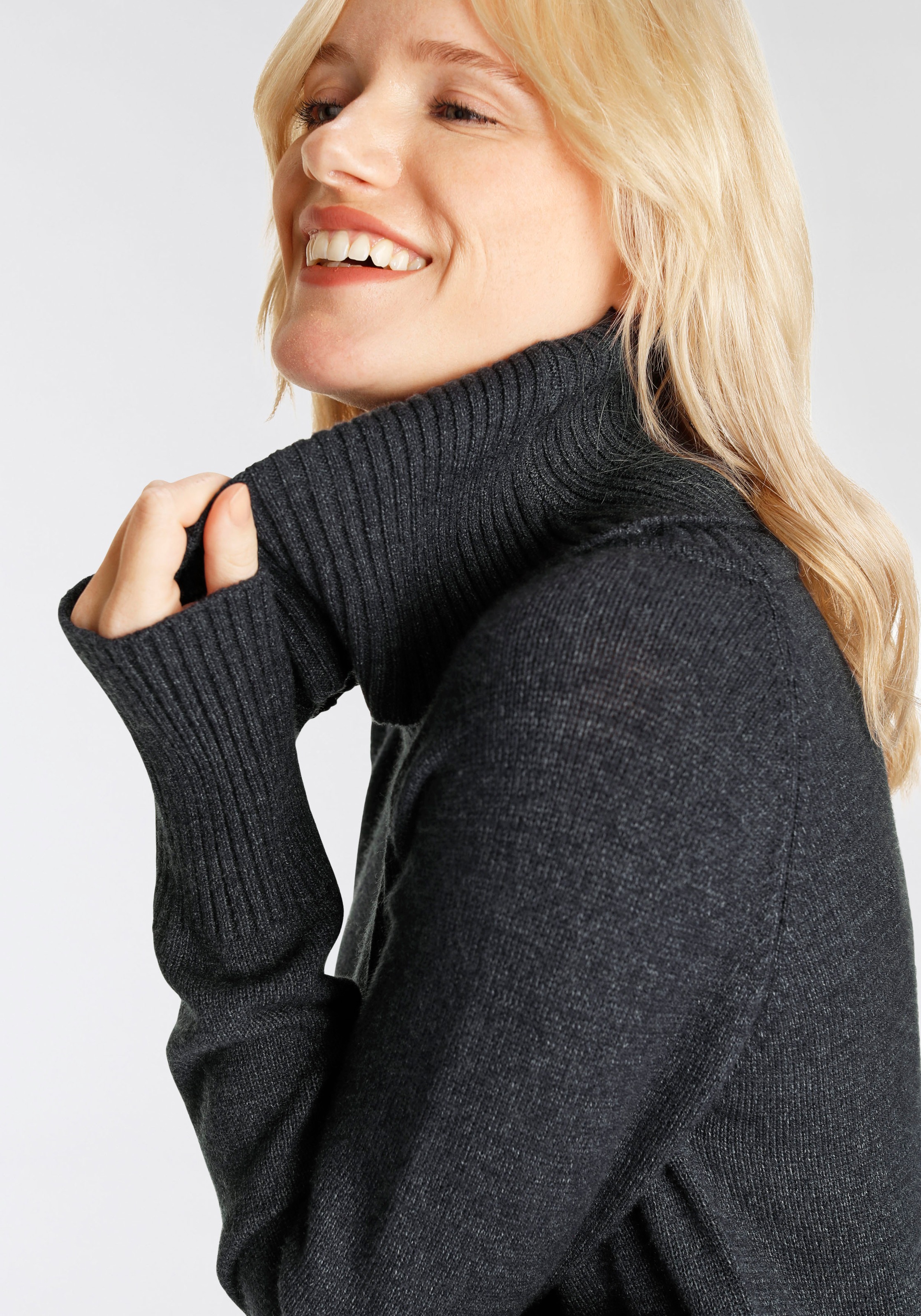 Boysen's Strickkleid großer Rollkragen NQ6781