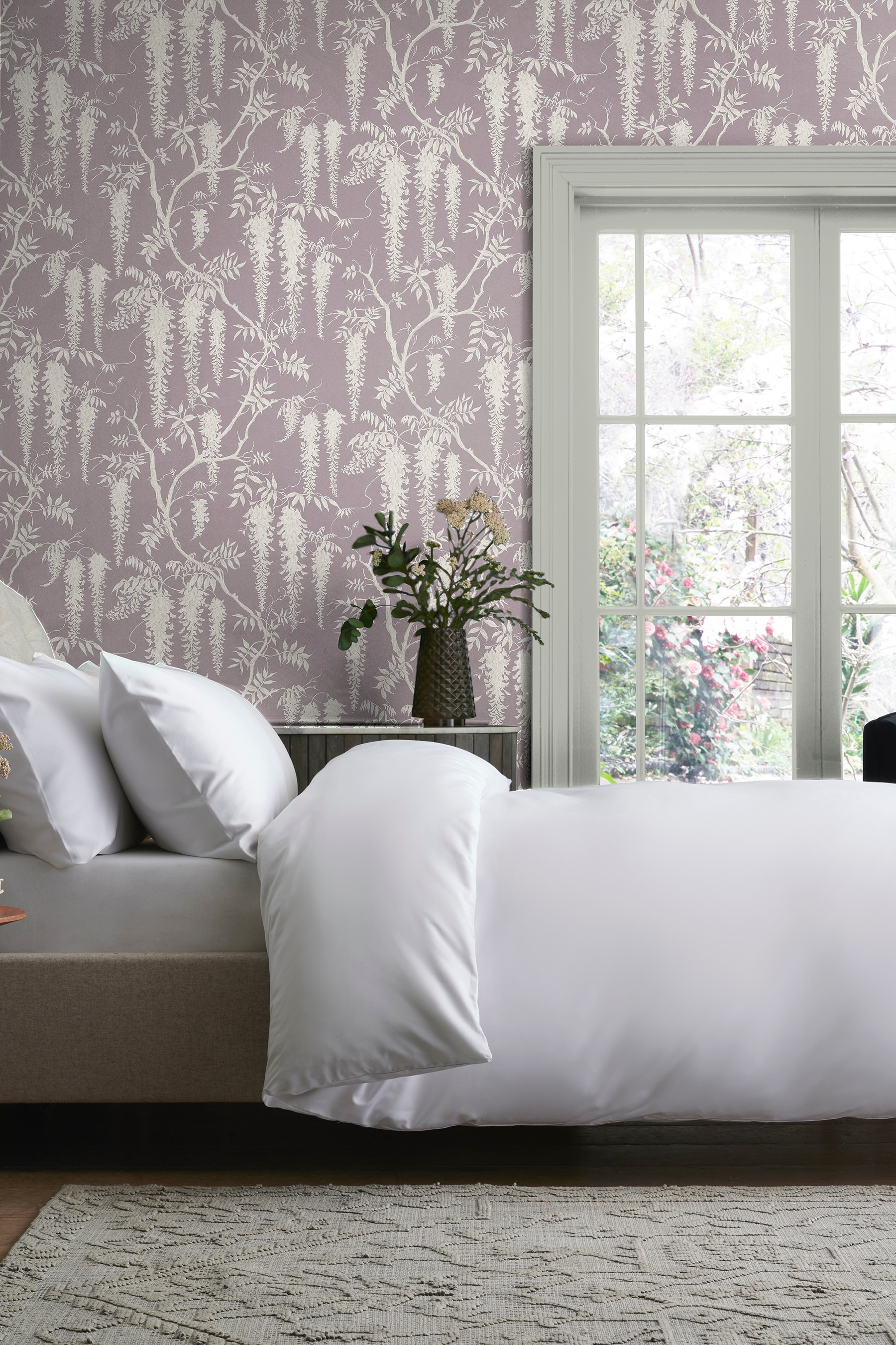 Next Vliestapete "WISTERIA TRAILS Vliestapete 10mx52cm" floral glatt Wisteria Trails Lila 10mx52cm