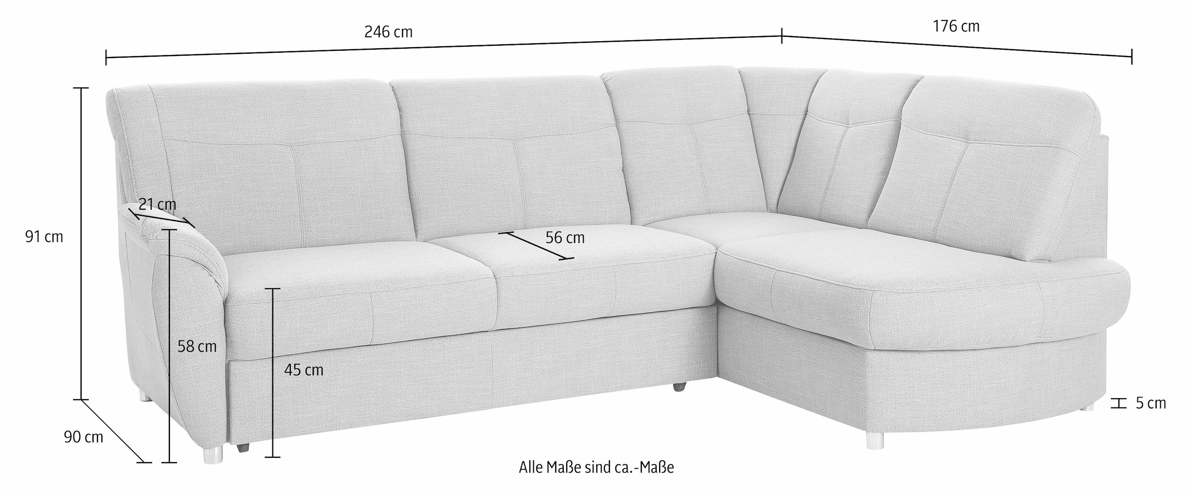 sit&more Ecksofa »Sonoma L-Form«, wahlweise mit Bettfunktion und Bettkasten