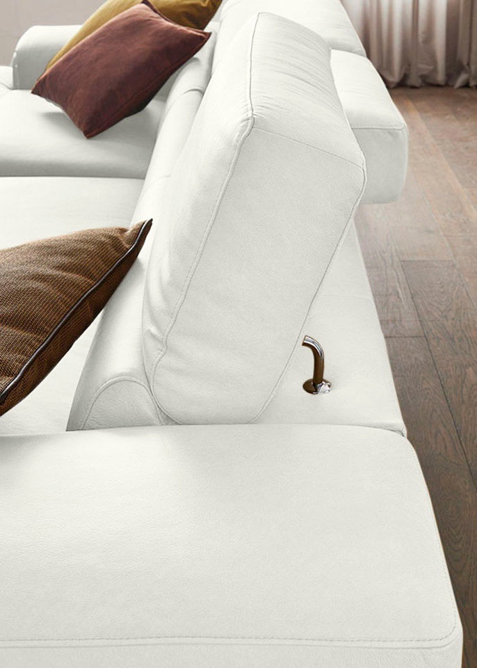 W.SCHILLIG Ecksofa »piedroo, Designsofa mit tollem Sitzkomfort, bequem und elegant, L-Form«, Kopfteilverstellung, wahlweise mit Sitztiefenverstellung, Breite 343cm