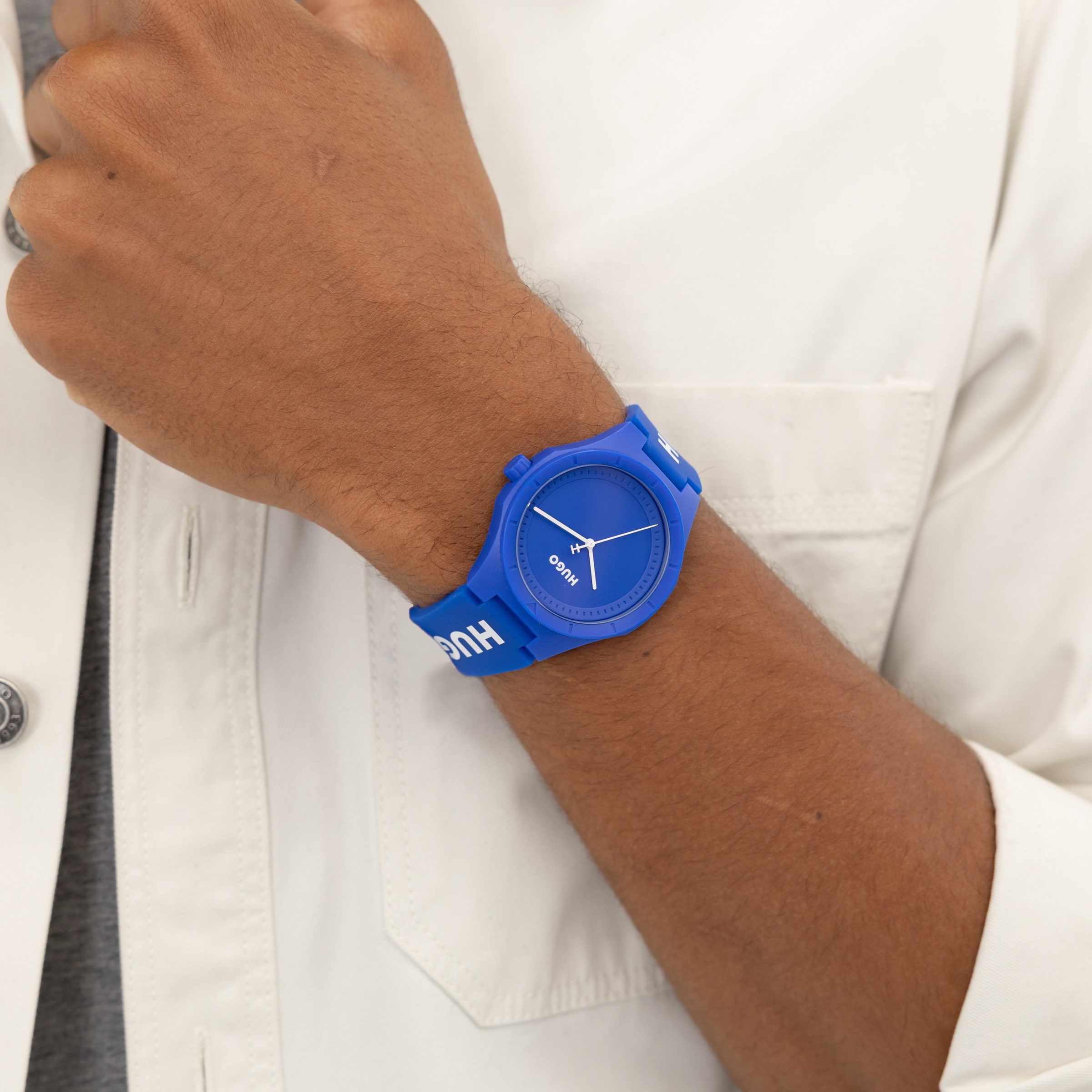 HUGO Quarzuhr »#LIT« Armbanduhr, Herrenuhr, Silikonarmband, analog
