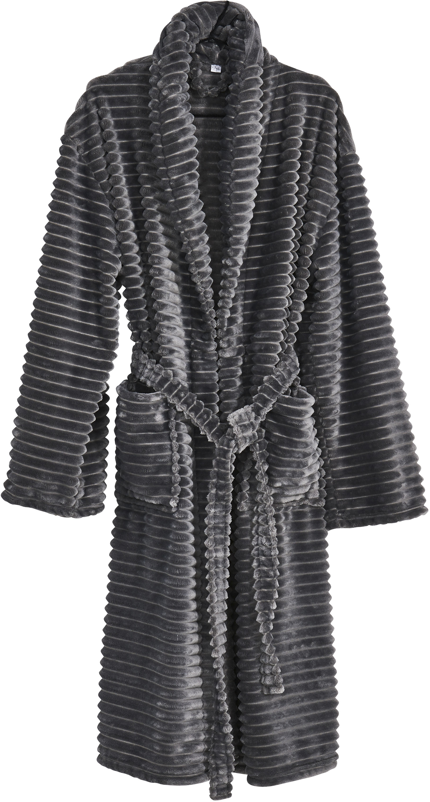 Bademantel DONE., L:125cmanthrazit, Flanell, Hausmäntel