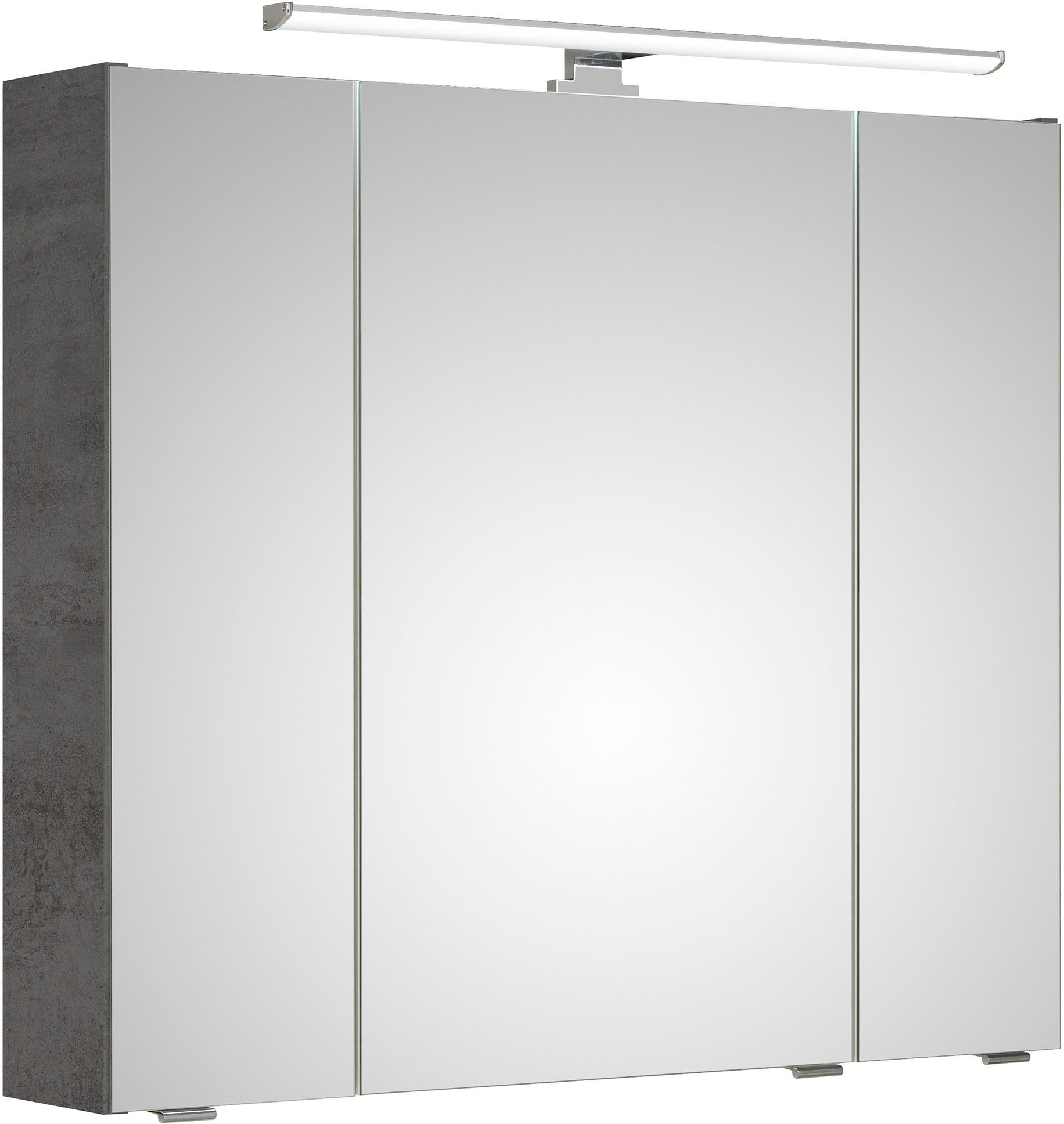 Saphir Badmöbel-Set »Quickset 945 3-teilig, Mineralmarmor-Waschtisch mit LED-Spiegelschrank«, (4 St.), Midischrank, 6 Türen, 3 Schubladen, 8 Einlegeböden, inkl. Türdämpfer