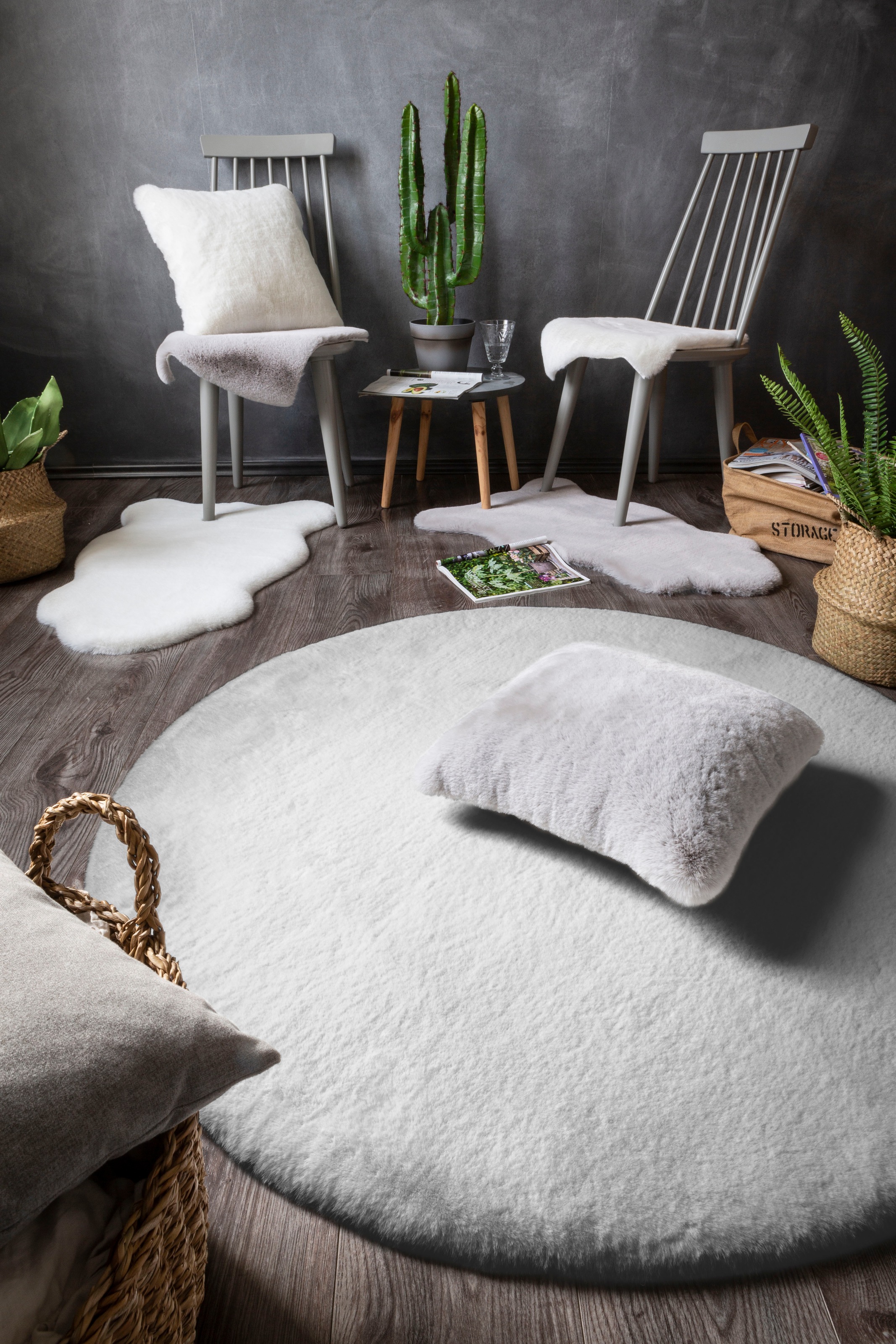 LUXOR living Fellteppich »Novara«, rund, 30 mm Höhe, Kunstfell, Kaninchenfell-Haptik, besonders weicher Hochflor