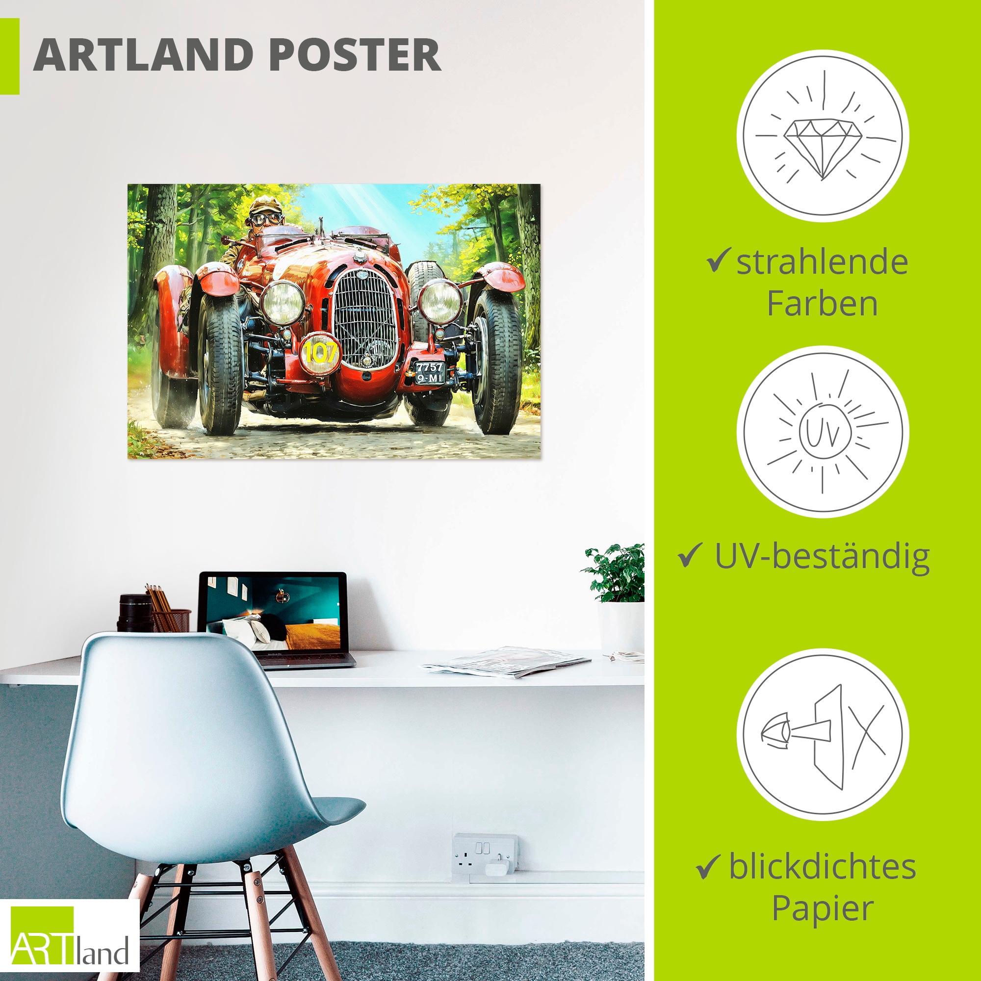 Artland Wandbild »Alfa Romeo 8C 2300 Monza« 1 Stk. tlg. als Alubild, Leinwandbild, Poster, Wandaufkleber in verschied. Größen