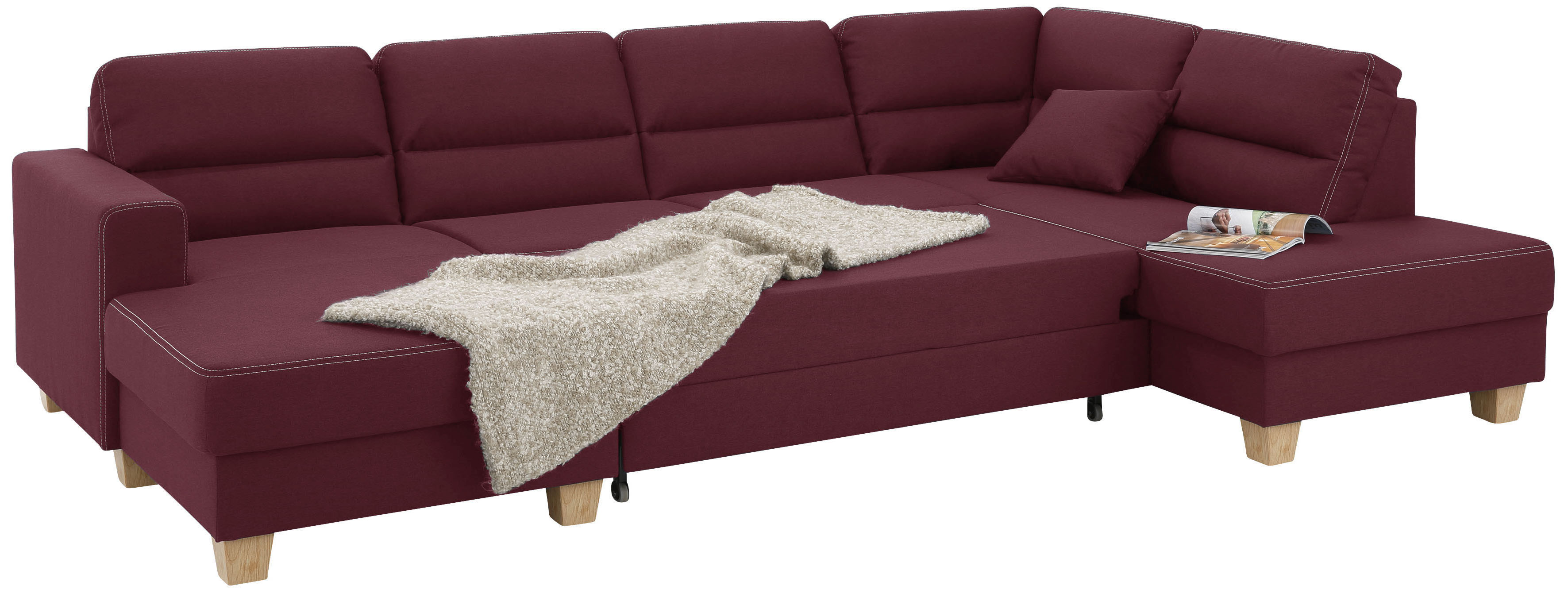 Thumbnail - Home affaire Wohnlandschaft "Navan, komfortabel mit viel Platz, U-Form" wahlweise mit Bettfunktion und Kopfstütze