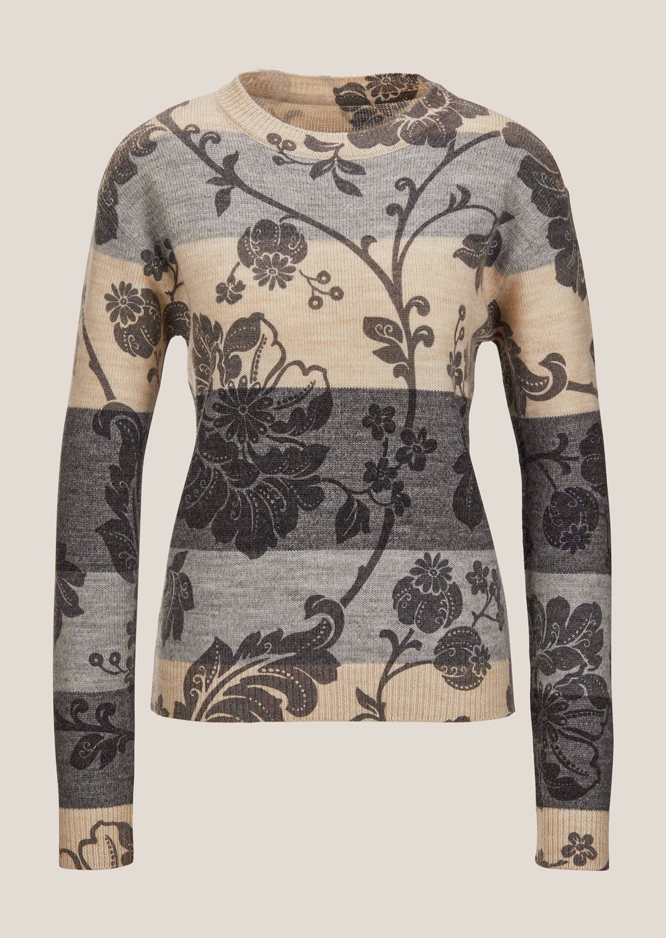 MADELEINE "Strickpullover Rundhals-Pullover im Muster-Mix" Muster-Mix, gestreift und floral bedruckt