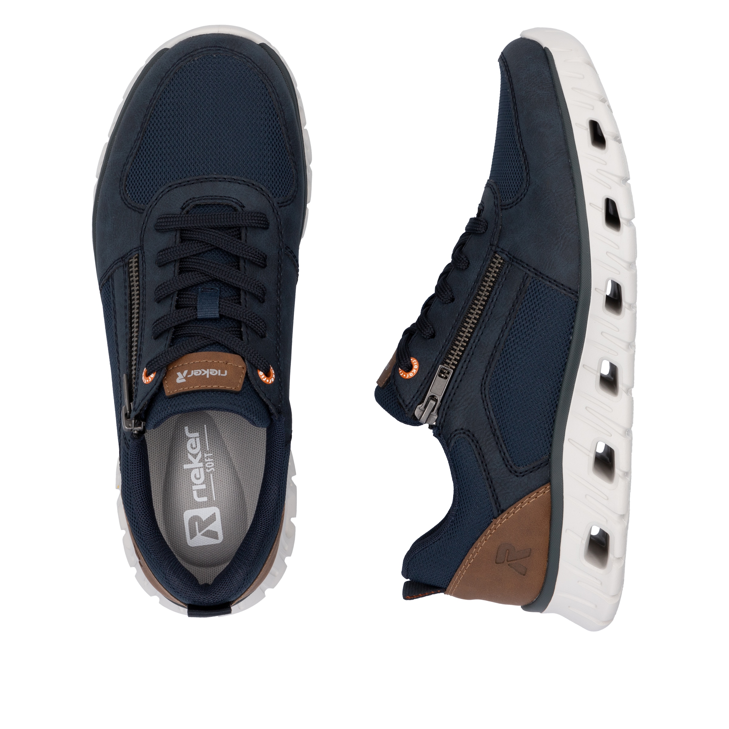 RIEKER Sport Sneaker, Schnürschuh, Freizeitschuh, Halbschuh mit Reißverschluss