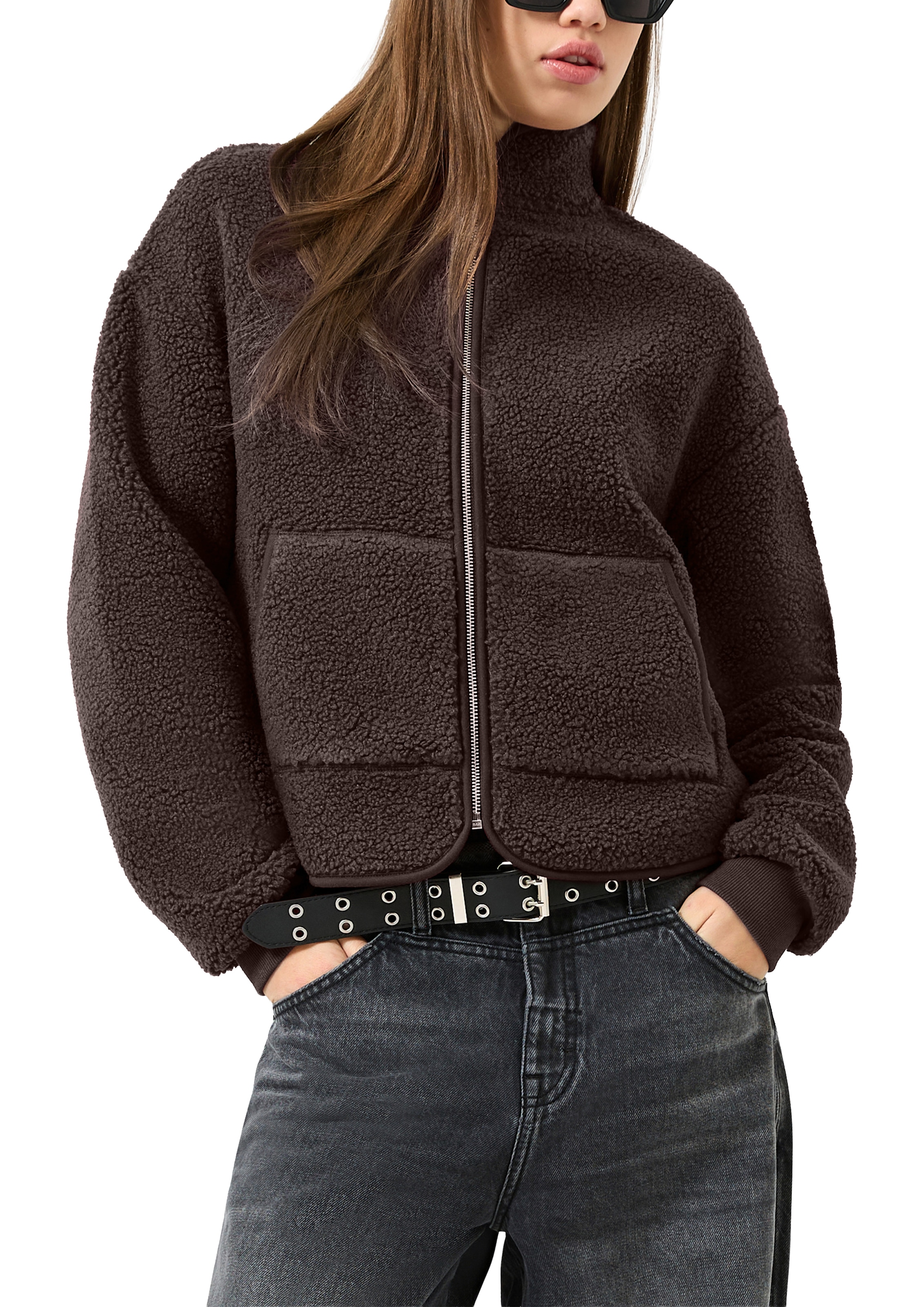 QS Sweatjacke Fleecejacke mit Stehkragen
