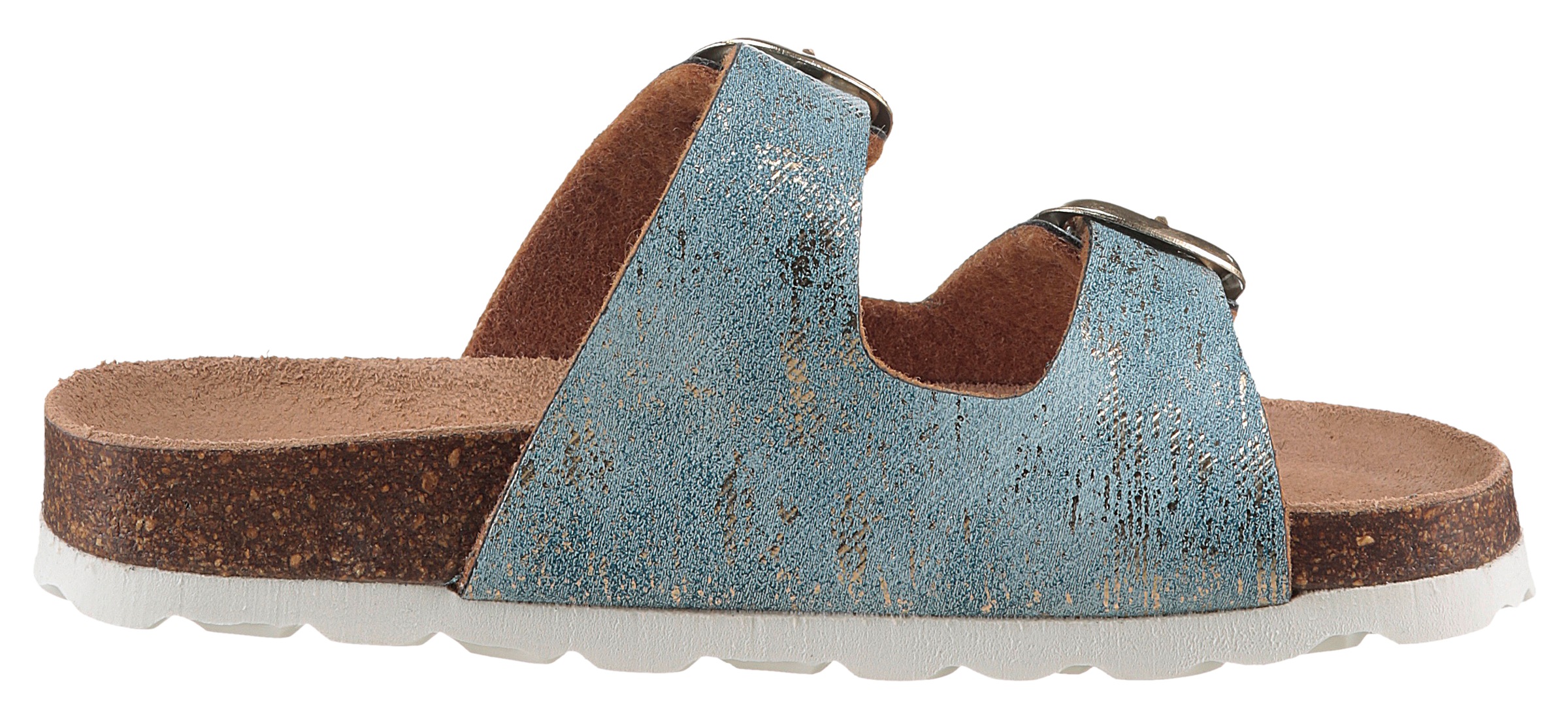 KIDSWORLD Pantolette, Sommerschuh, Strandschuh, Urlaubschuh, Hausschuh mit Schnallen