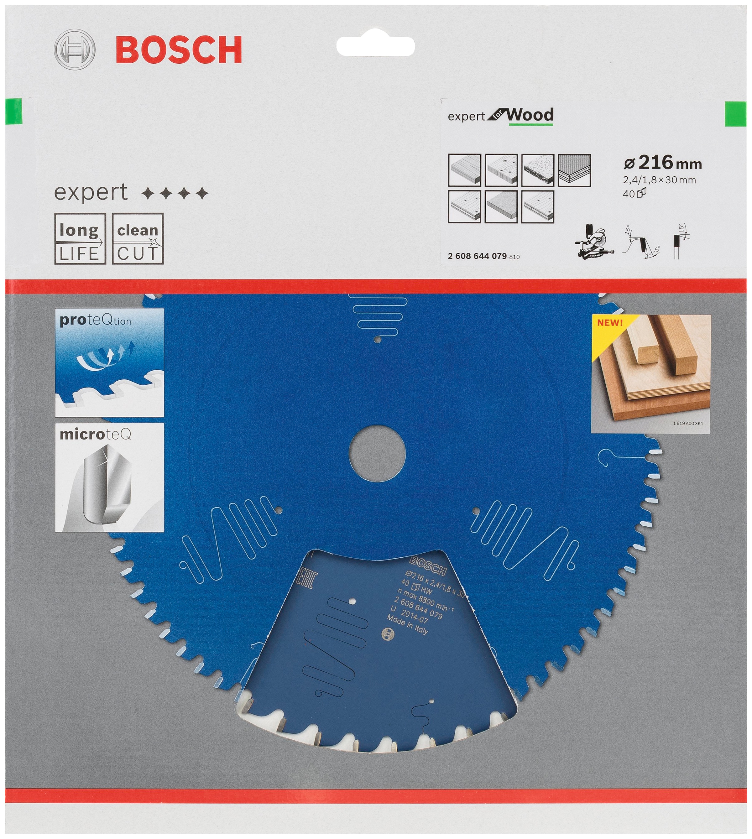 Bosch Professional Kreissägeblatt "Kreissägeblatt Expert for Wood", 216 x 30 x 2,4 mm, 40