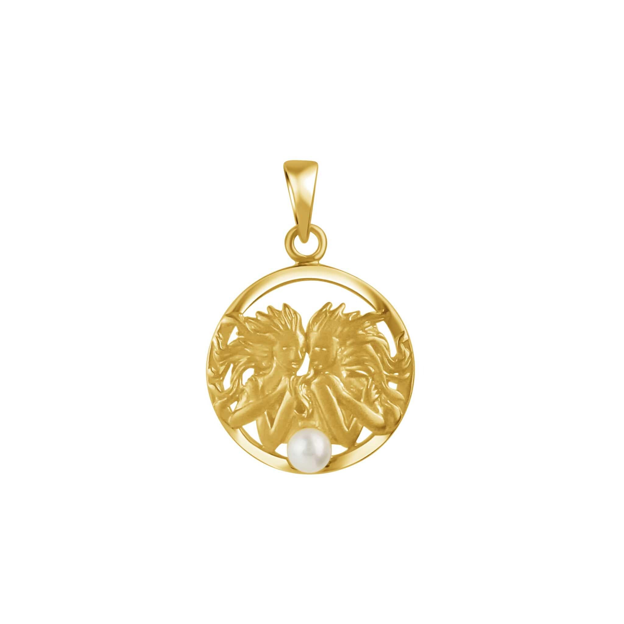 "Kettenanhänger VIVANCE ""925/- Sterling Silber vergoldet Zwillinge Monatsstein"", gelb, Schmuckanhänger, Damen, one-size, Silber 925