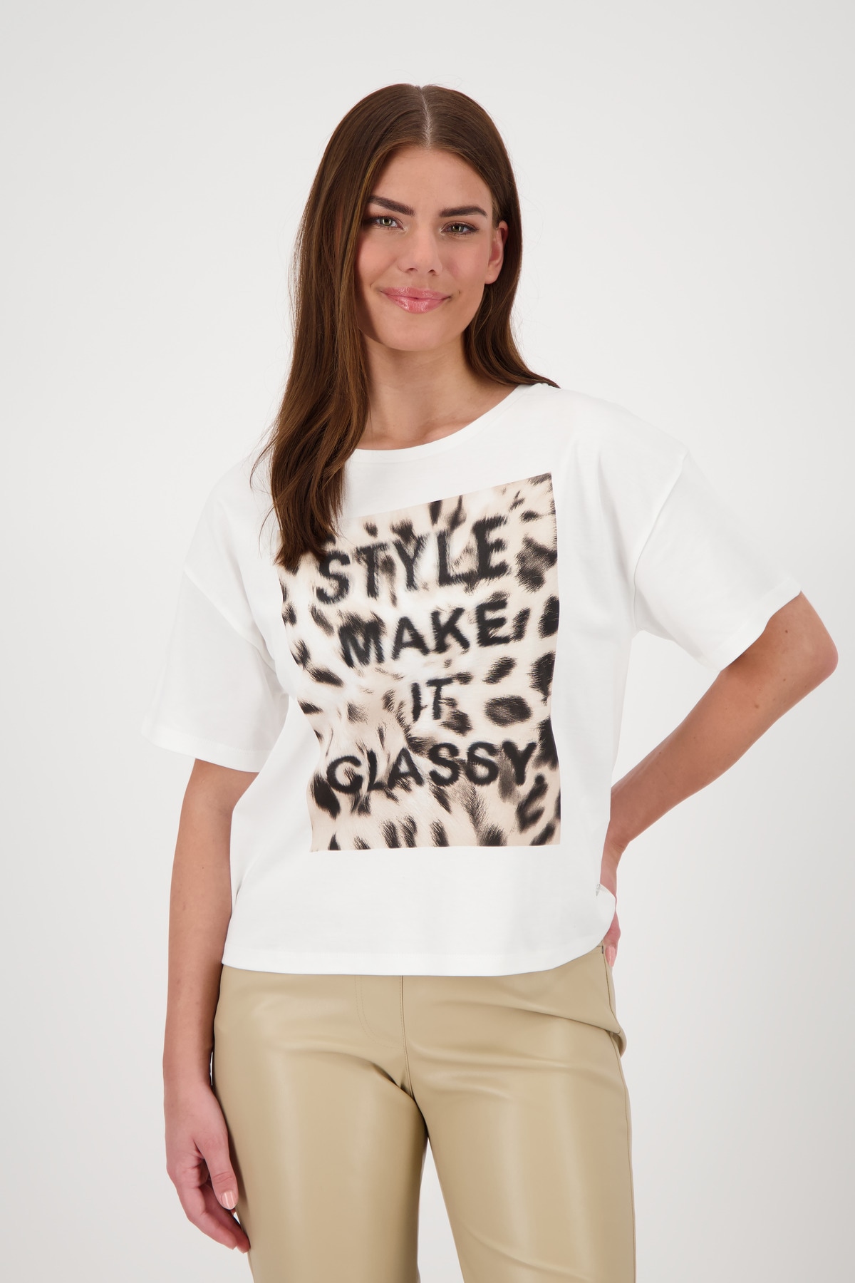 Monari T-Shirt "Shirt Leo + Schrift", Mit Rundhalsausschnitt günstig online kaufen