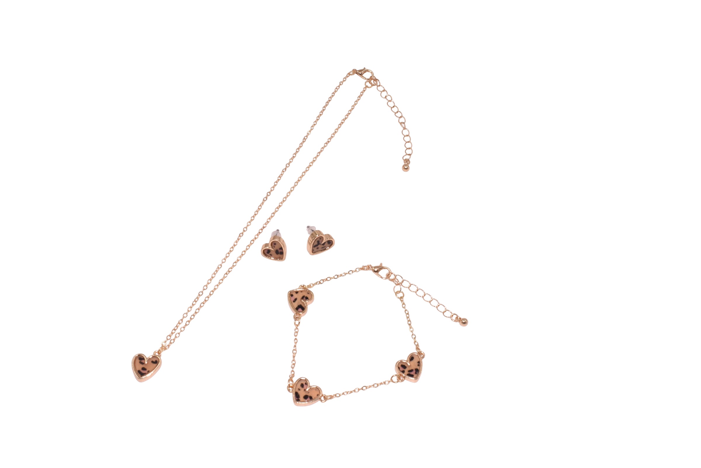 Schmuckset "Multipack Schmuck Geschenk Ohrringe Armkette Halskette Animalprint", gelbgoldfarben, messingfarben, schwarz, ANISTON JEWELRY & WATCHES, Schmuck_Sets, Damen, Messing, Schmuckset