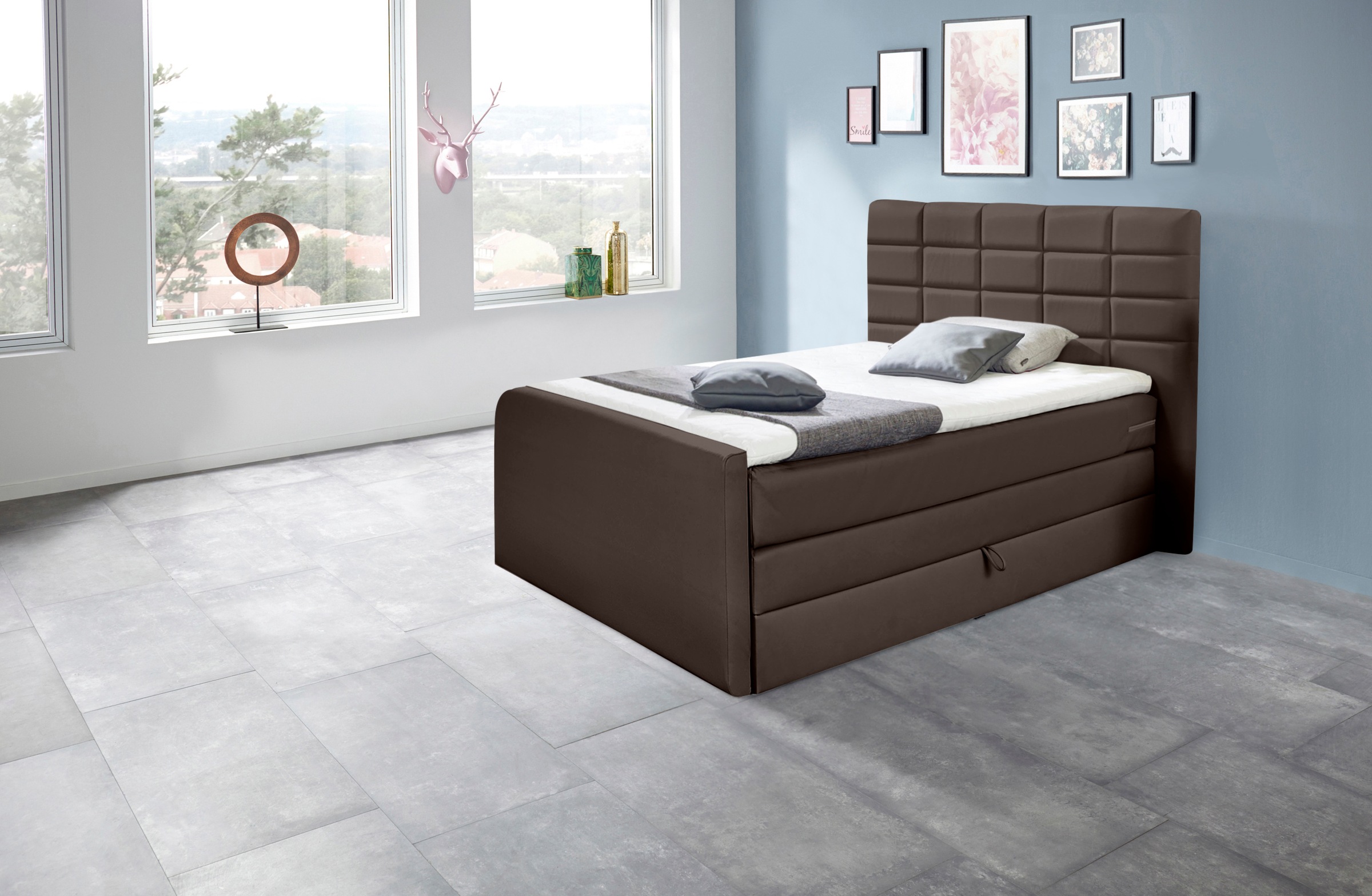 INOSIGN Boxspringbett »Lethbridge«, inkl. Bettkasten und Topper, zwei Matratzenarten in H2