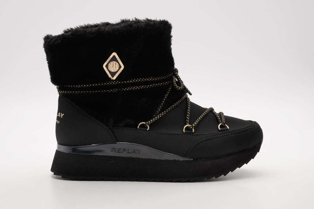 Replay Winterboots »PENNY MID FUR«  Schnürboots, Plateauboots mit seitlichem Logoschriftzug