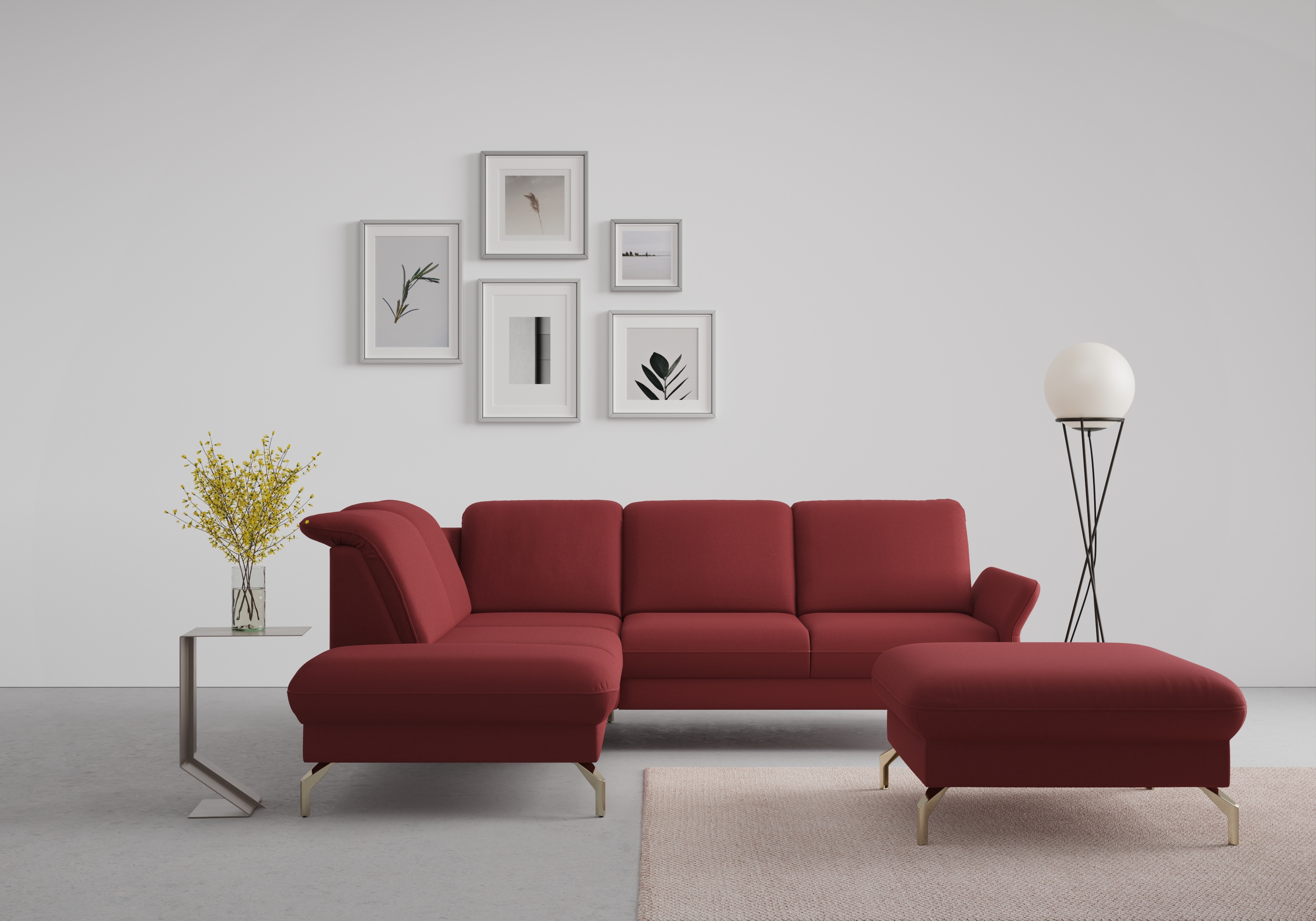 sit&more Ecksofa "Fashion L-Form" wahlweise mit Kopfteilverstellung, Vorziehsitz, motorisch, Nickelfüße