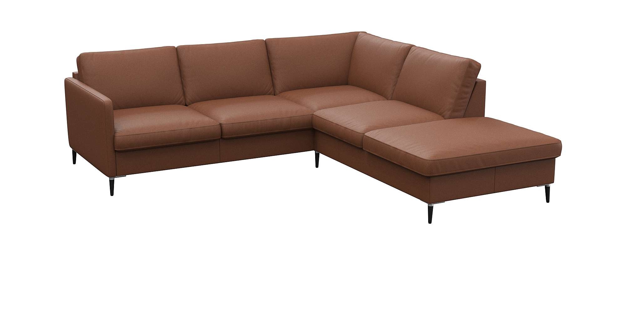 FLEXLUX Ecksofa »Fiore, L-Form«, schmale Armlehnen, Füße Alu/schwarz, B/T 234/225cm, Kaltschaum im Sitz
