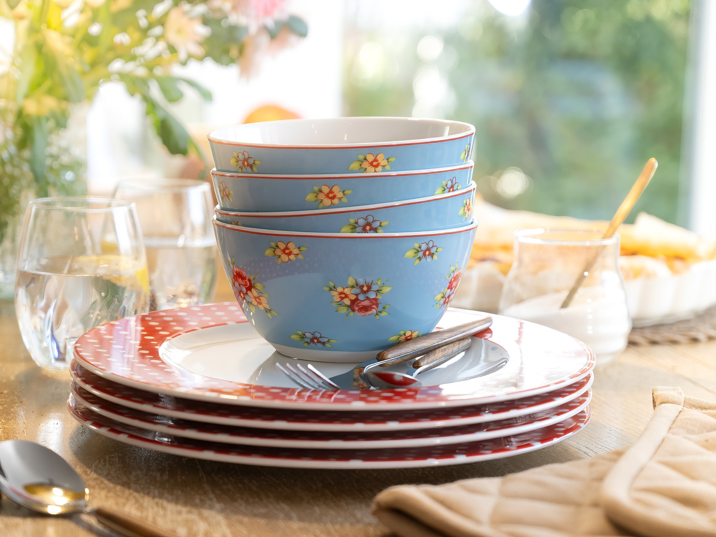 CreaTable Kombiservice »Geschirr-Set Emily« Service, romantisches Blumendekor, 16 Teile, für 4 Personen