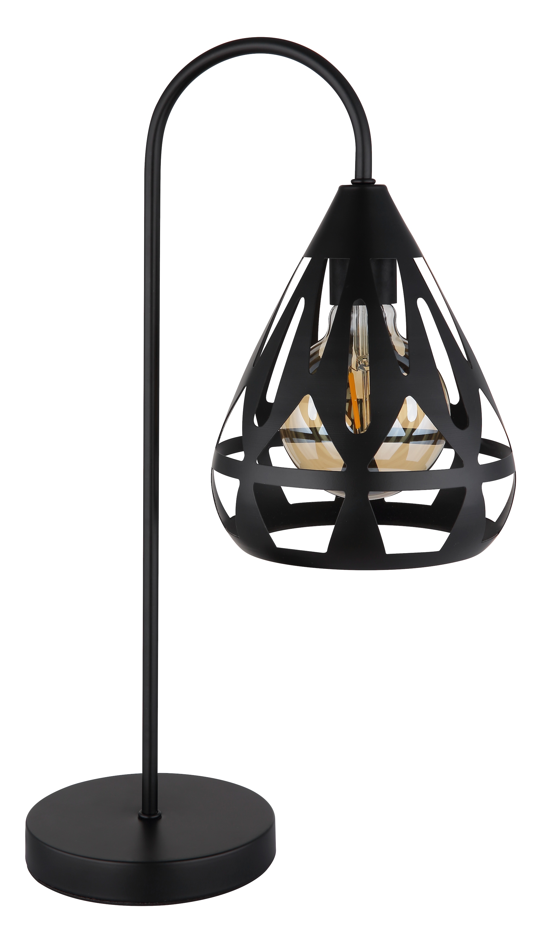 GLOBO LIGHTING Tischleuchte »HASSAN«, Leuchtmittel E27 | ohne Leuchtmittel, Tischlampe/schwarz/Dekor/Dekorstanzungen/Schlafzimmer/Wohnzimmer