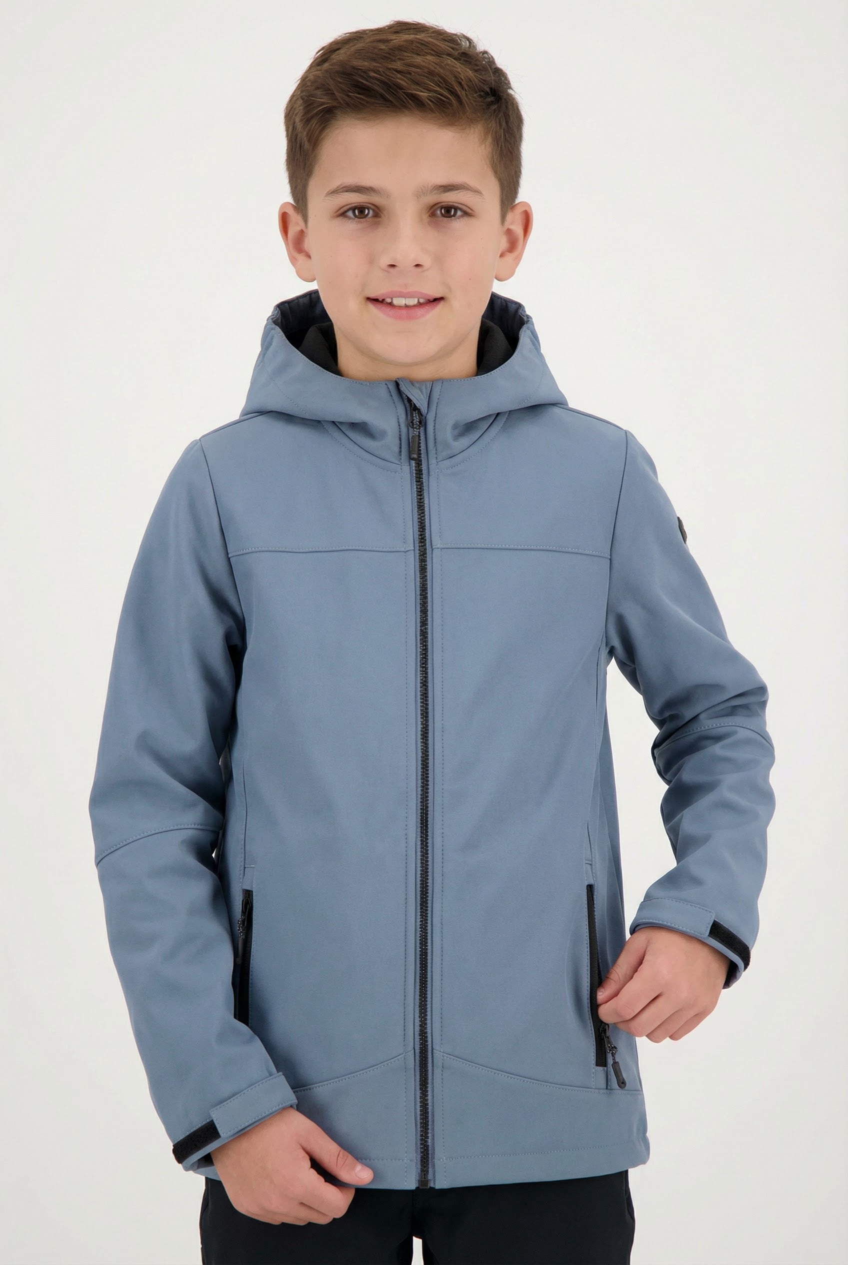 Killtec Softshelljacke "BYS SFTSHLL JCKT OT" mit Kapuze für Kinder, mit Kapuze, hoch geschlossener Ausschnitt, wasserabweisend