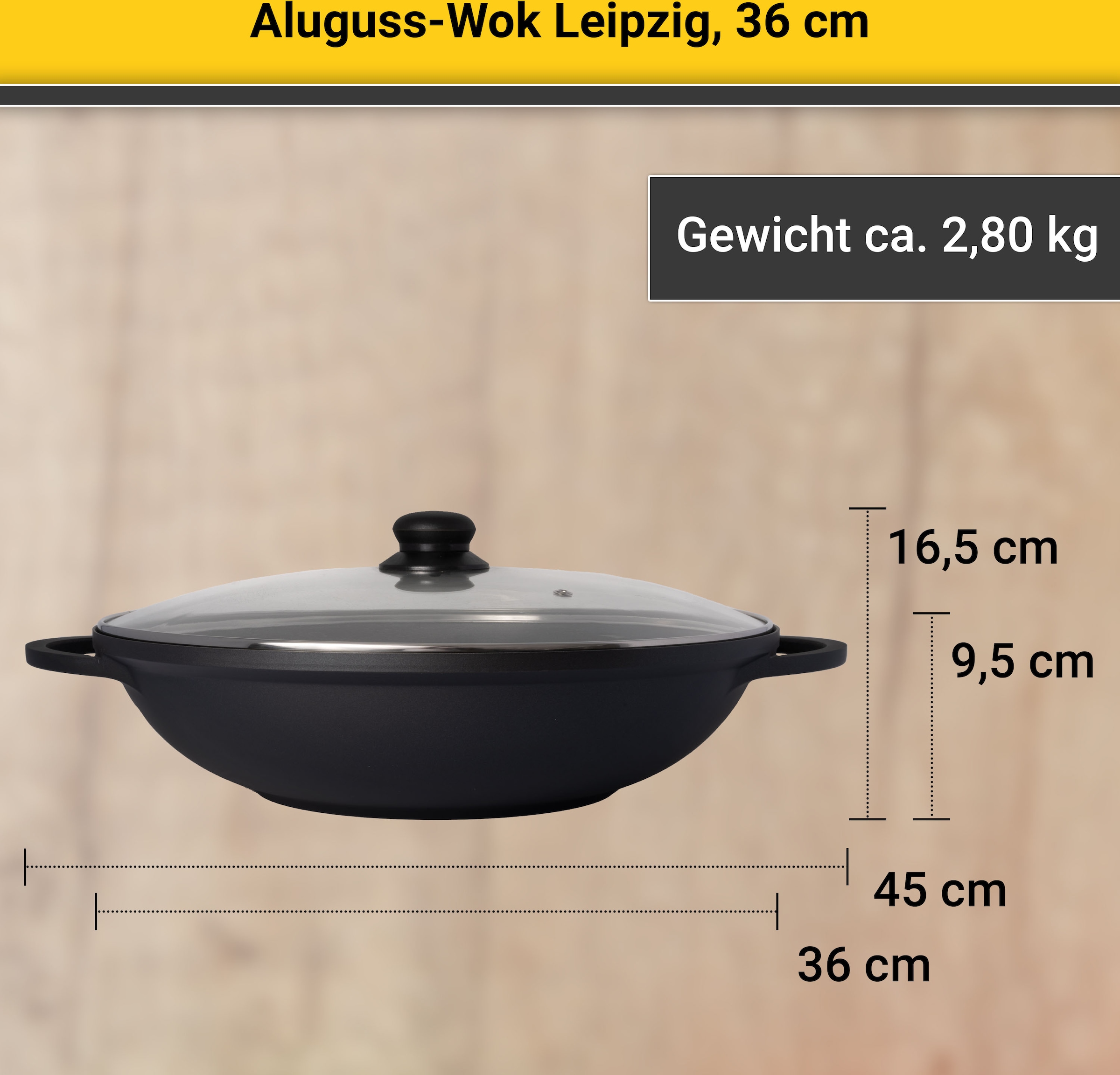 Krüger Wok, Aluminiumguss, (1 tlg.), Ø 36 cm bestellen | BAUR