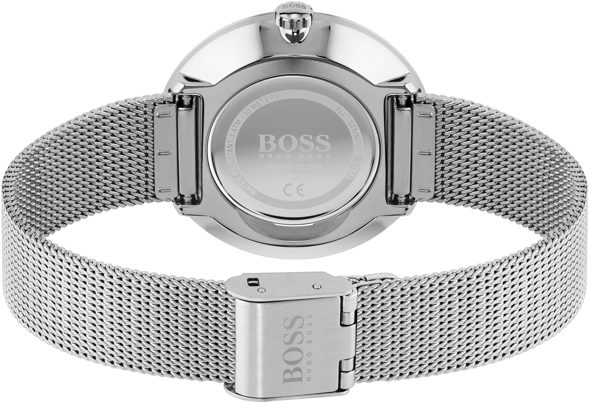 BOSS Quarzuhr »Praise, 1502546«, Damenuhr, Armbanduhr, Glaskristalle