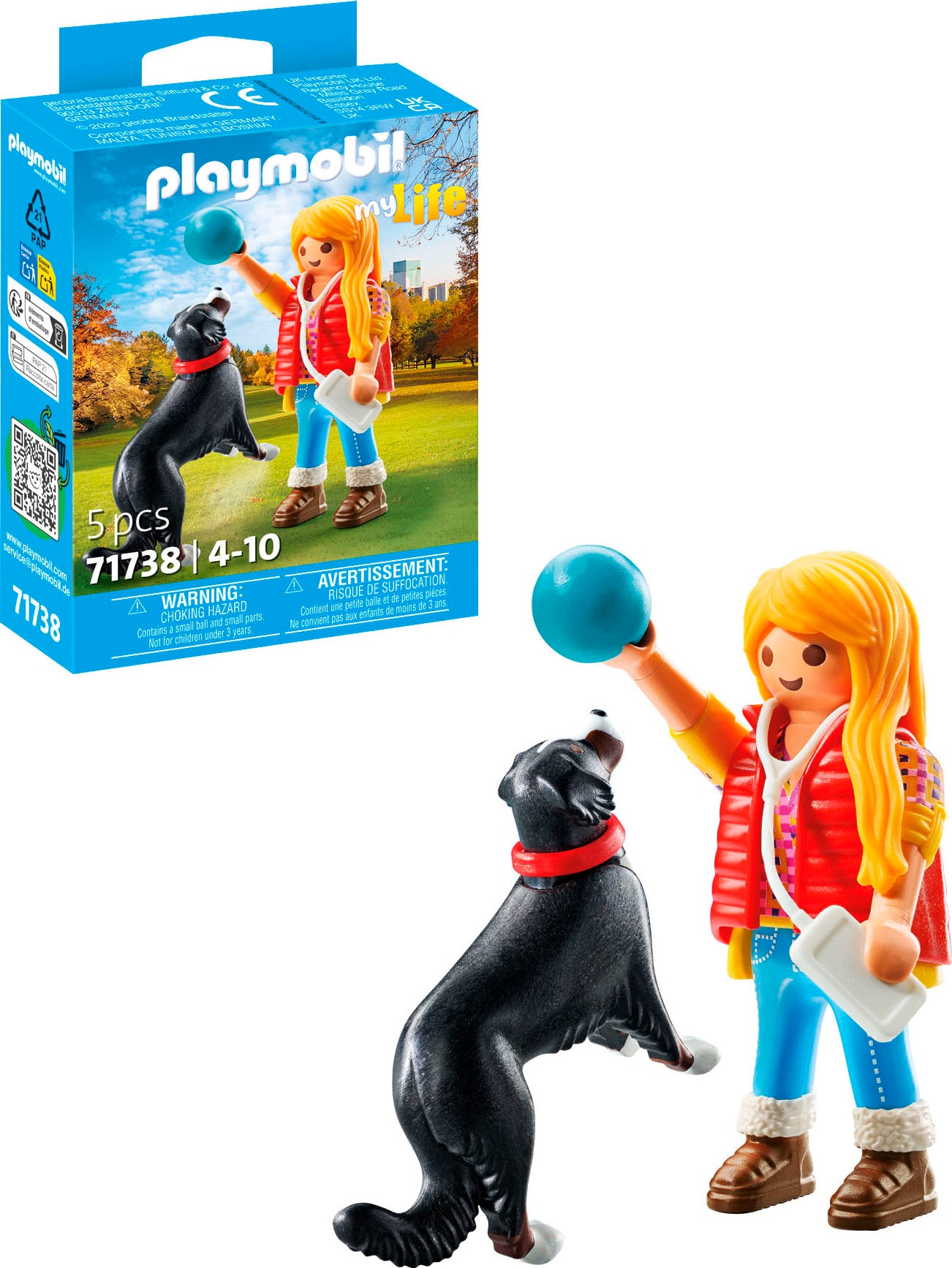 Playmobil® Konstruktions-Spielset »Frau mit Sennenhund (71738), Playmobil My Life«, (5 St.)