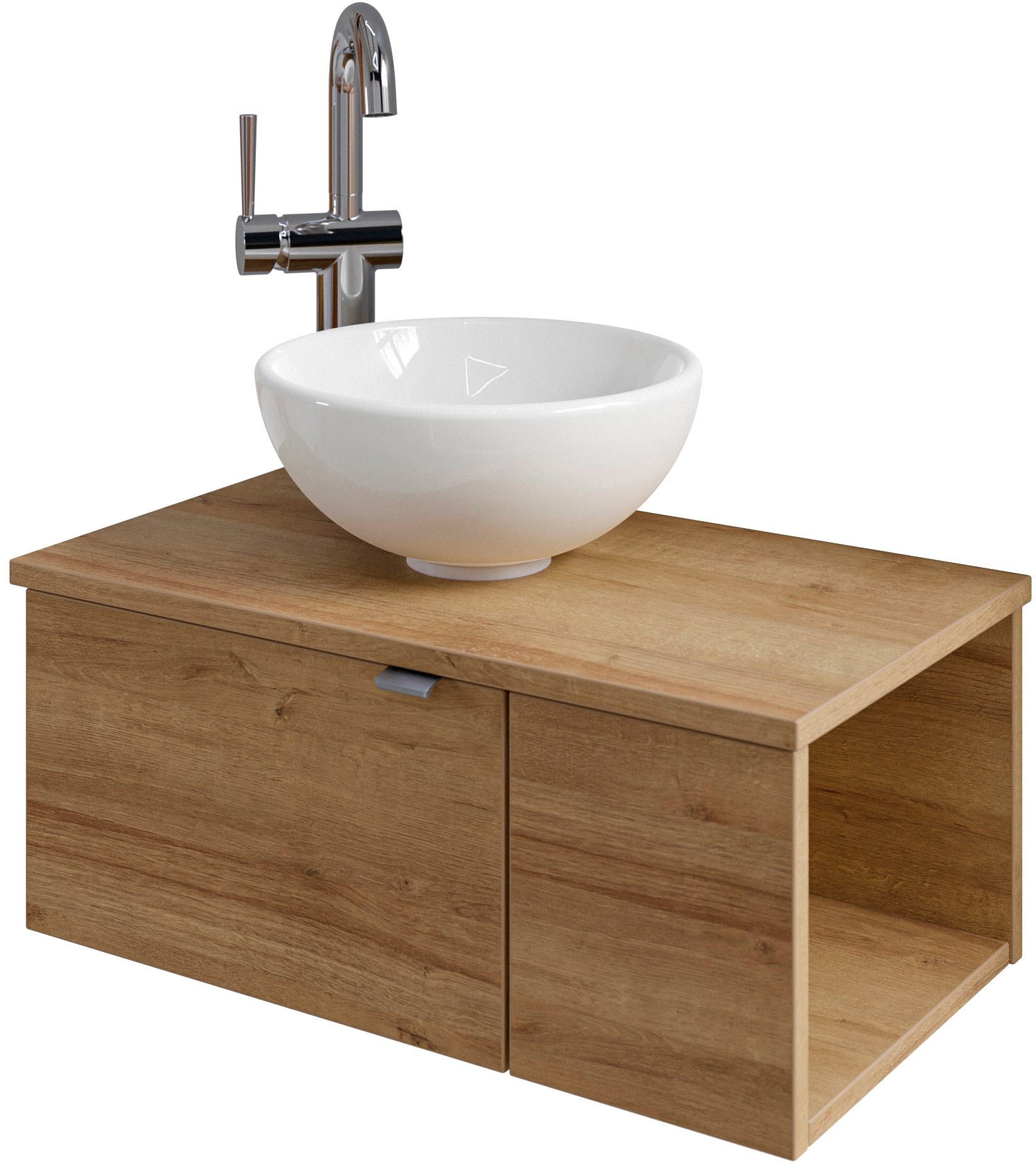 Saphir Badmöbel-Set »Serie 6915«, (4 St.), Gäste-Bad, 70 cm breit, mit LED-Spiegel, offenem Fach und 2 Türen