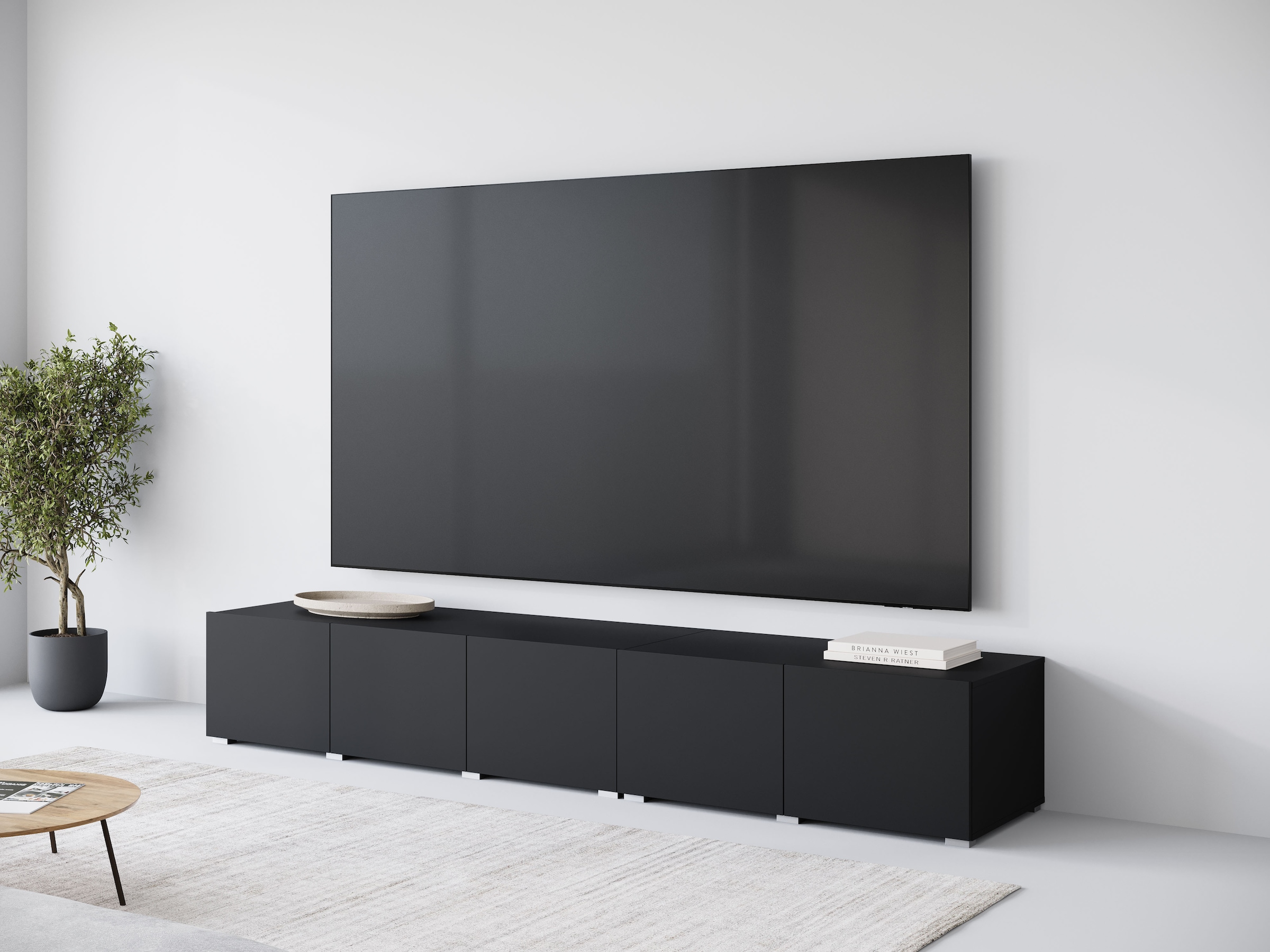 OTTO home Lowboard "Denver 250 cm für bis zu 98-Zoll TVs - Weltmeisterschaft im XXL Format" Wahlweise mit oder ohne offenes Fach in der Mitte